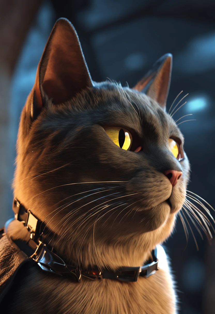 (((gato rubio:1.6))) ((usando)) (((mascara de batman))) (cielo oscuro con luces), (((Masterpiece:1.3, extremely detailed:1.2, photorealistic:1.2, cinematic lighting:1.1, 8K, dramatic perspective:1.2)))