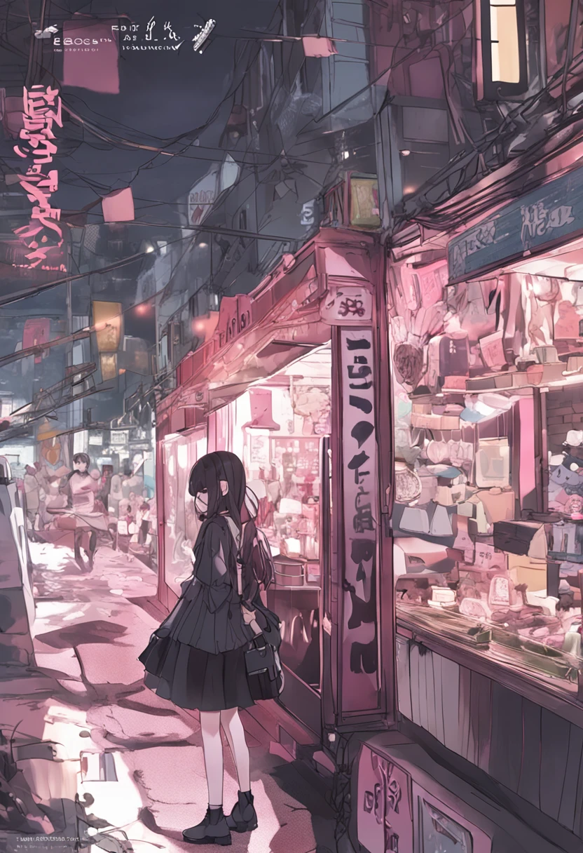 best qualtiy、Live action、realisitic、girl with、asian human、Mine makeup、Kabukicho、pink there、A black、Platform loafers、knee high socks、A dark-haired、long、Patsun、bow ribbon、Gothic lolita、cute little、Beautie、enticing、natta、looks sleepy、boredom、Detail at your fingertips