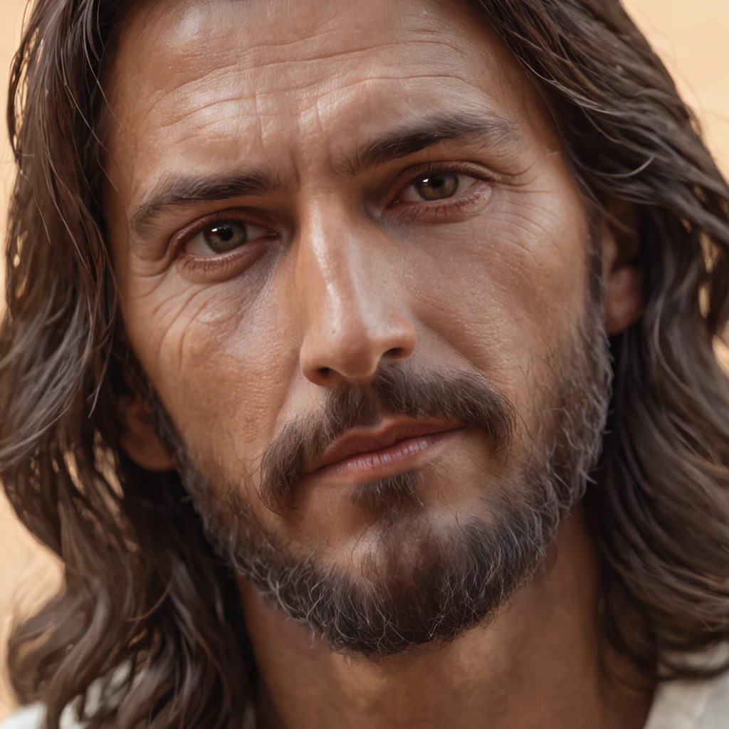 um close up de um homem de cabelos compridos e barba, Jesus Cristo, Retrato de Jesus Cristo, 8 k arte digital realista, jesus of nazareth, pintura digital ultra realista, rosto de Jesus, arte digital altamente realista, pintura digital hiper realista, arte digital ultra realista, arte digital muito realista, Jesus, arte digital ultrarrealista