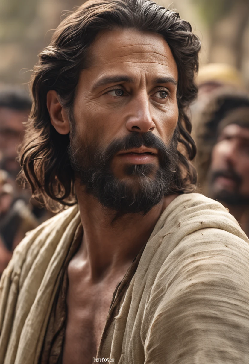 um close up de um homem de cabelos compridos e barba, Jesus Cristo, Retrato de Jesus Cristo, 8 k arte digital realista, jesus of nazareth, pintura digital ultra realista, rosto de Jesus, arte digital altamente realista, pintura digital hiper realista, arte digital ultra realista, arte digital muito realista, Jesus, arte digital ultrarrealista