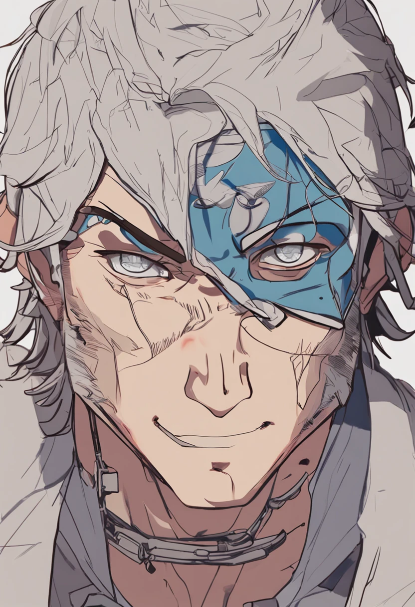 of a real,The facial features are meticulously depicted,Realistic skin texture,Uncle Beard,(male people:1.4),There is a scar on his face,closeup cleavage,head portrait,Pout,Blue eyes,Short-cut hair of maroon color,depth of fields,dynamic blur,high light,Real light,Ray traching,oc rendered,Hyper-realistic,best qualtiy,8K,Works of masters,super-fine,Detailed pubic hair,Correct anatomy,sharp focus on eyes,Bokeh,Facial features are carefully depicted