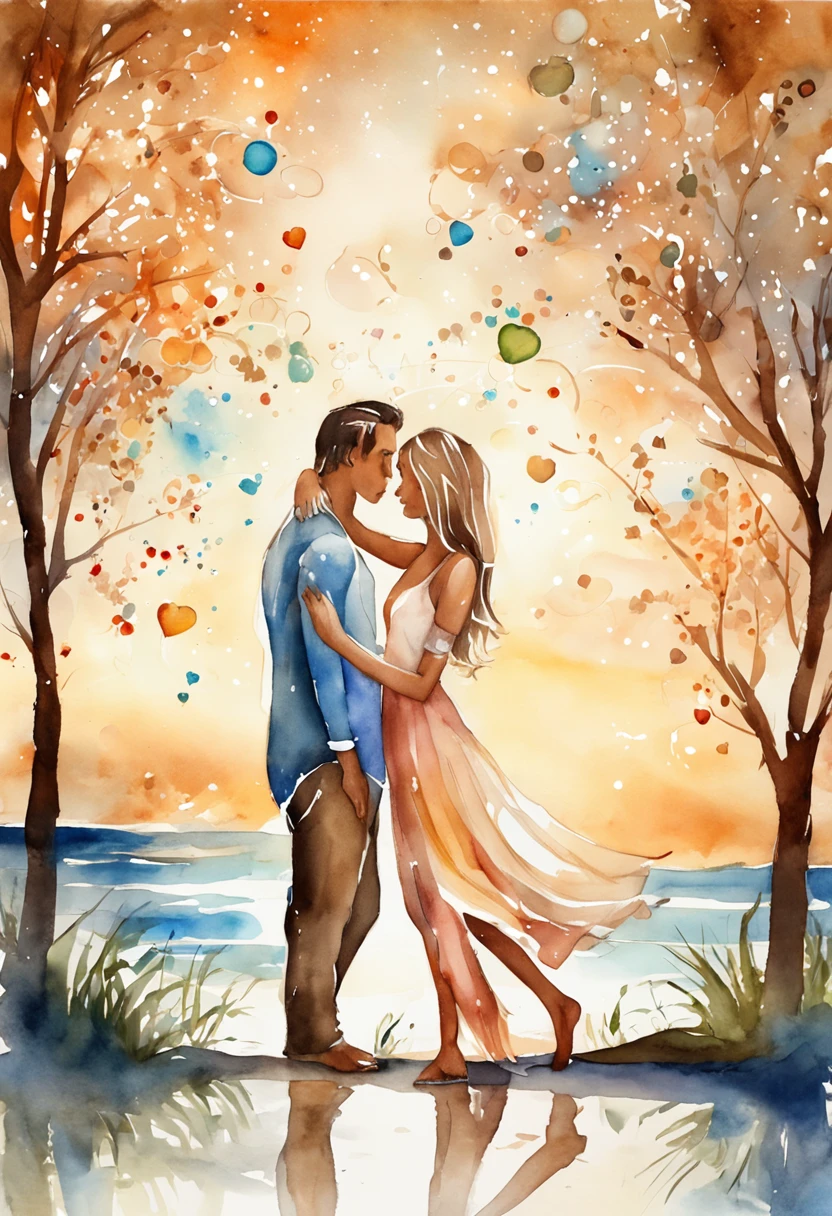 Romantic couple kissing in the wind,Boys and girls,glowing stars,Glow effects,Heart-shaped bubbles,the night,On a cruise ship,The face is clear and accurate,detail in face,super-fine,beachside,16K resolution,high qulity,电影灯光,High picture detail,dynamic viewing angle,Detailed pubic hair,Epic shooting,oc rendered