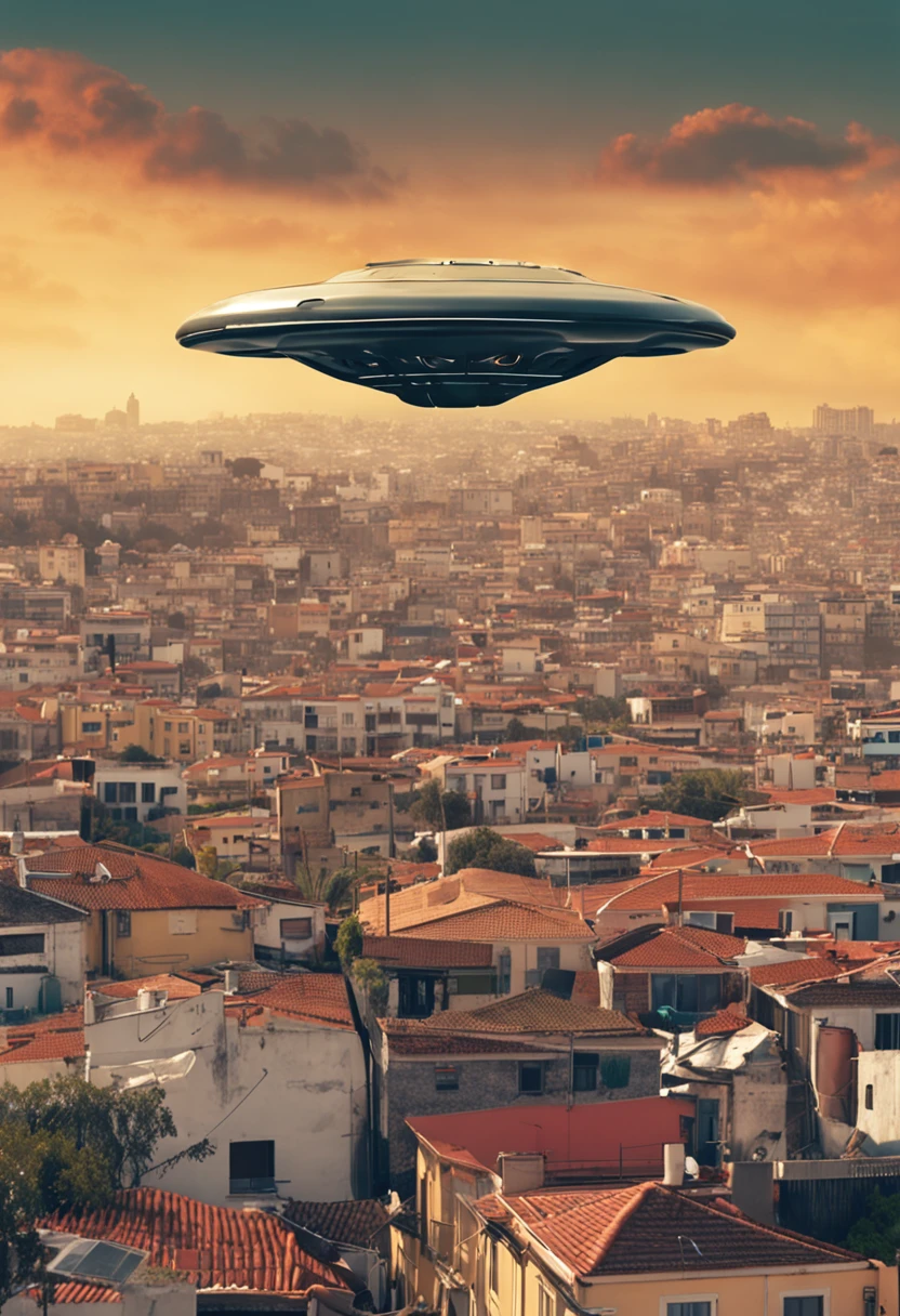 There's a man standing on a roof with a frisbee in the air, the ufo is over the city, em um telhado, na cobertura, unpublished photo of ufo, em um telhado, Lisboa, Telhado, an alien musician lost in space, levitando acima do solo, Directed by: John Mossman, por Romain brook, Pouso de OVNIs, Levitando, OVNI