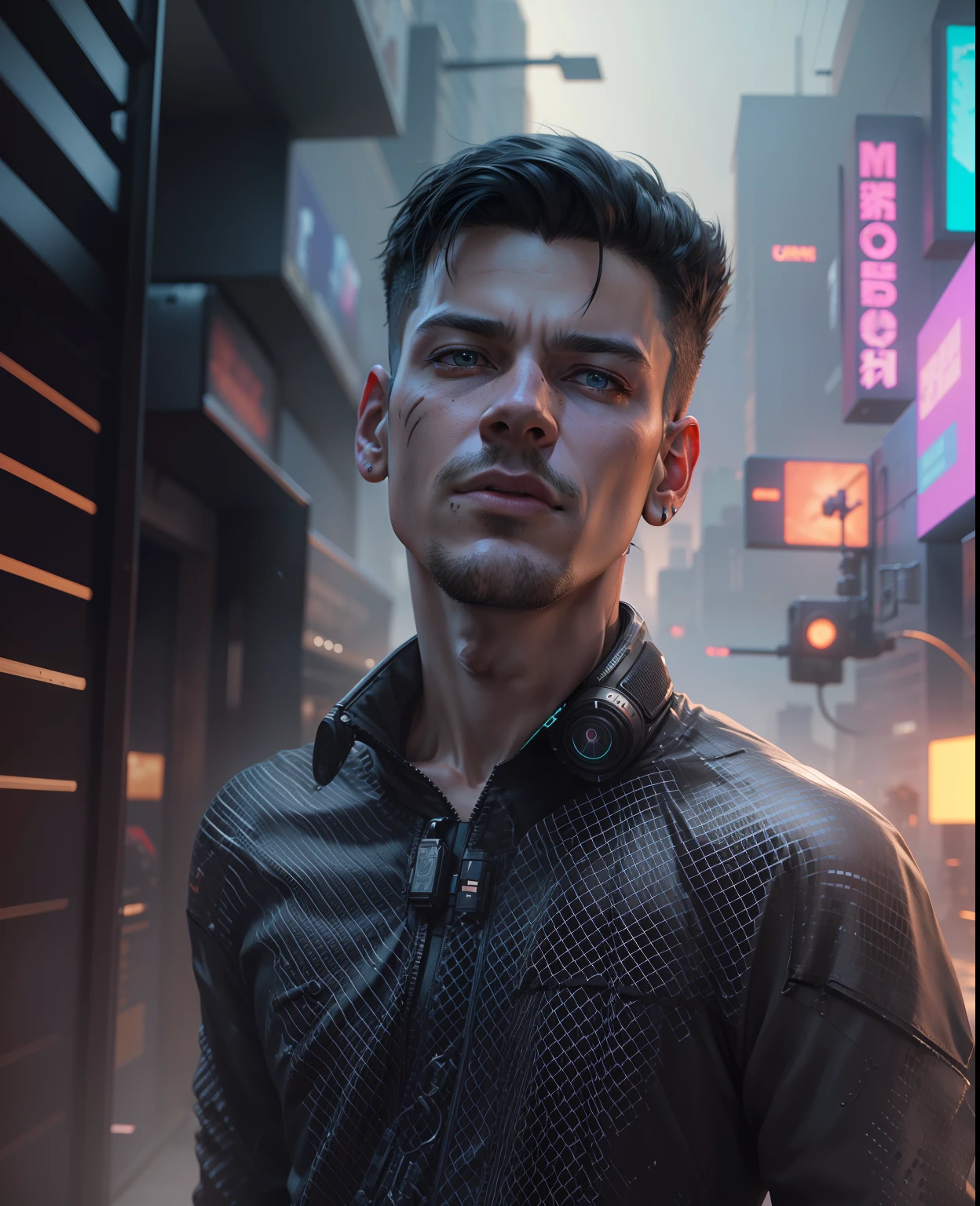 cyberpunk, don't change in face shape and anything, change background, 8k ultra realistic boy