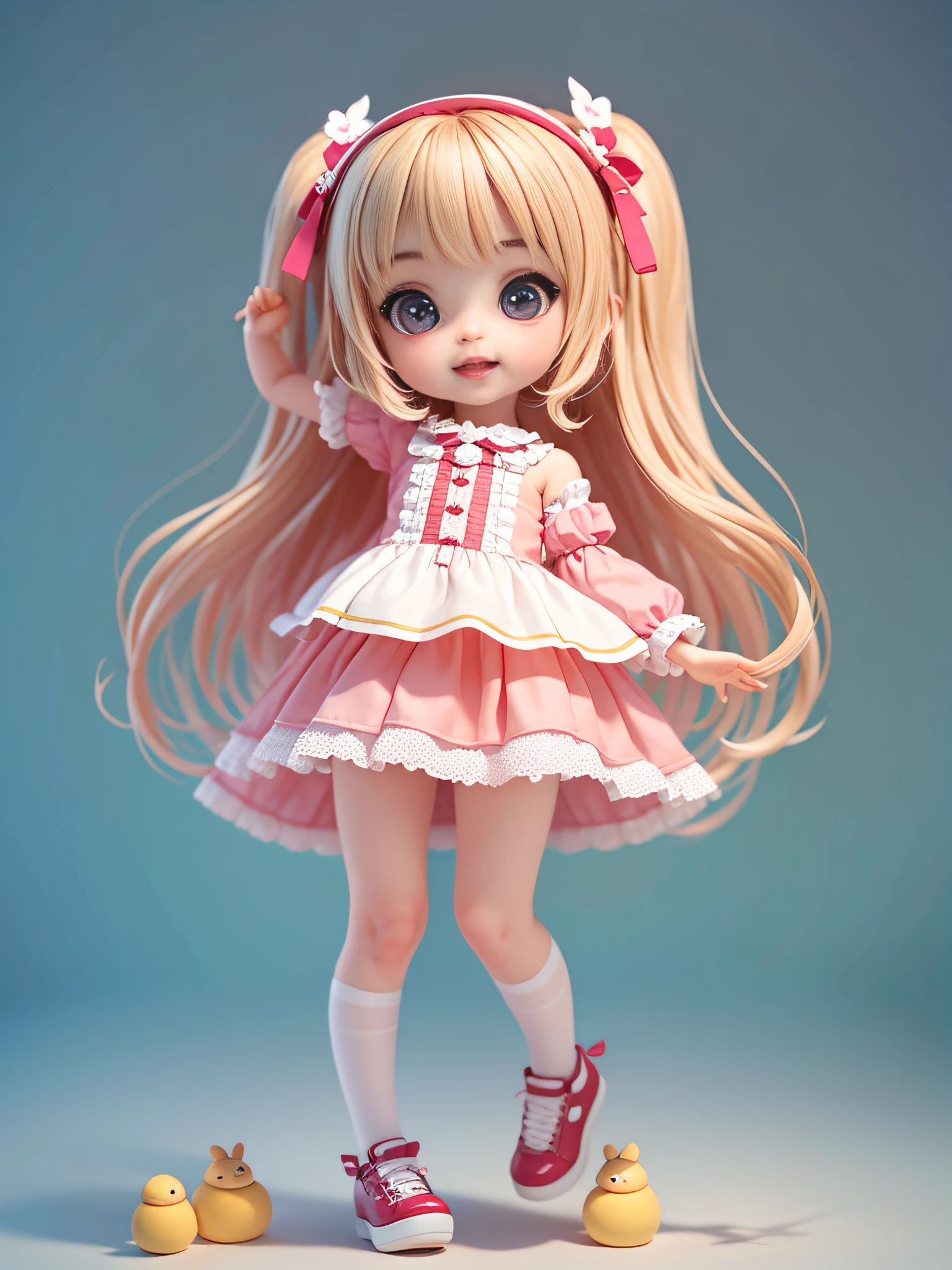 tmasterpiece，Dancing little loli，naughty girl，adolable，Playful look，Funny，Big eyes，shift dresses，Full body like，background is simple