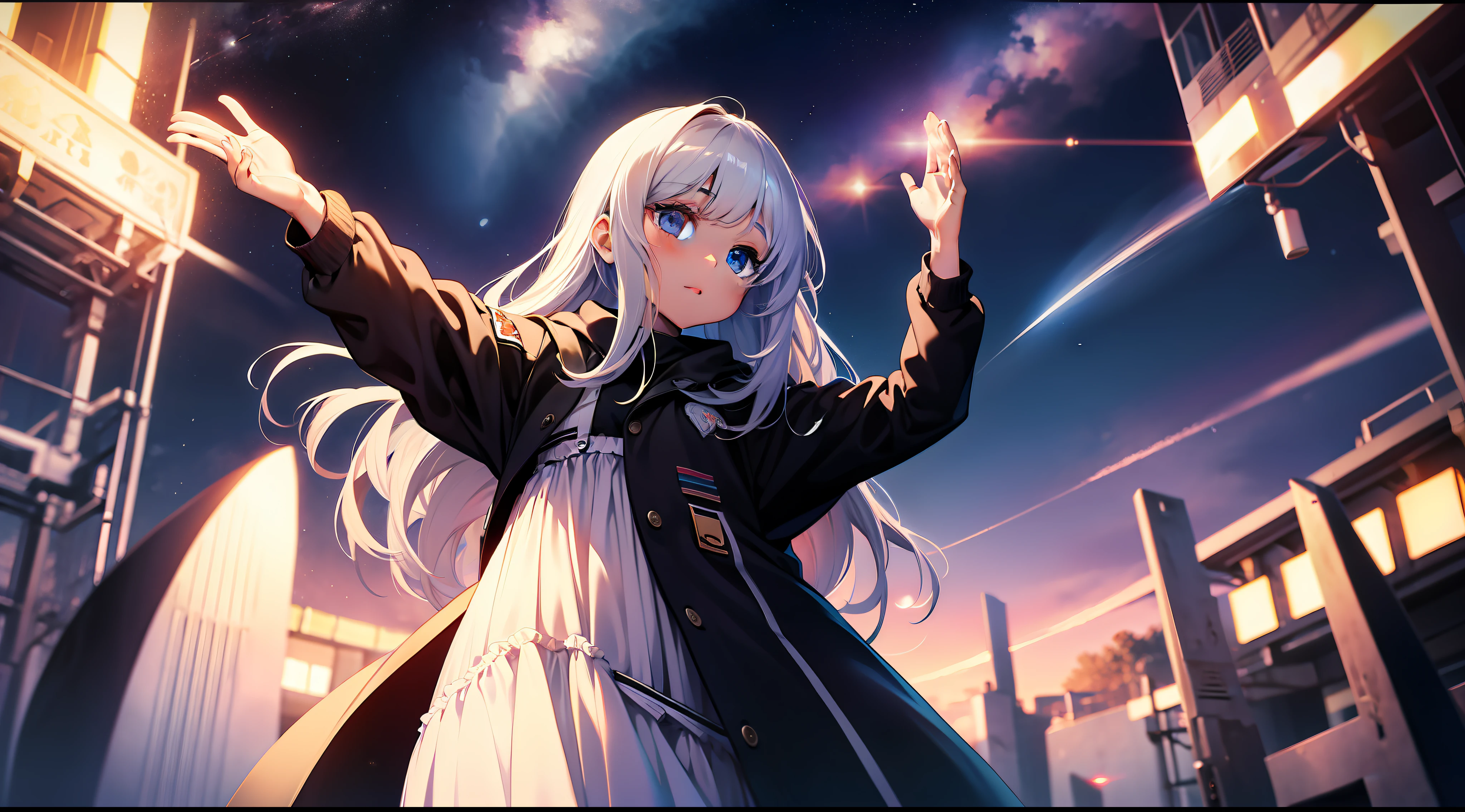 a girl trying to reach for the stars