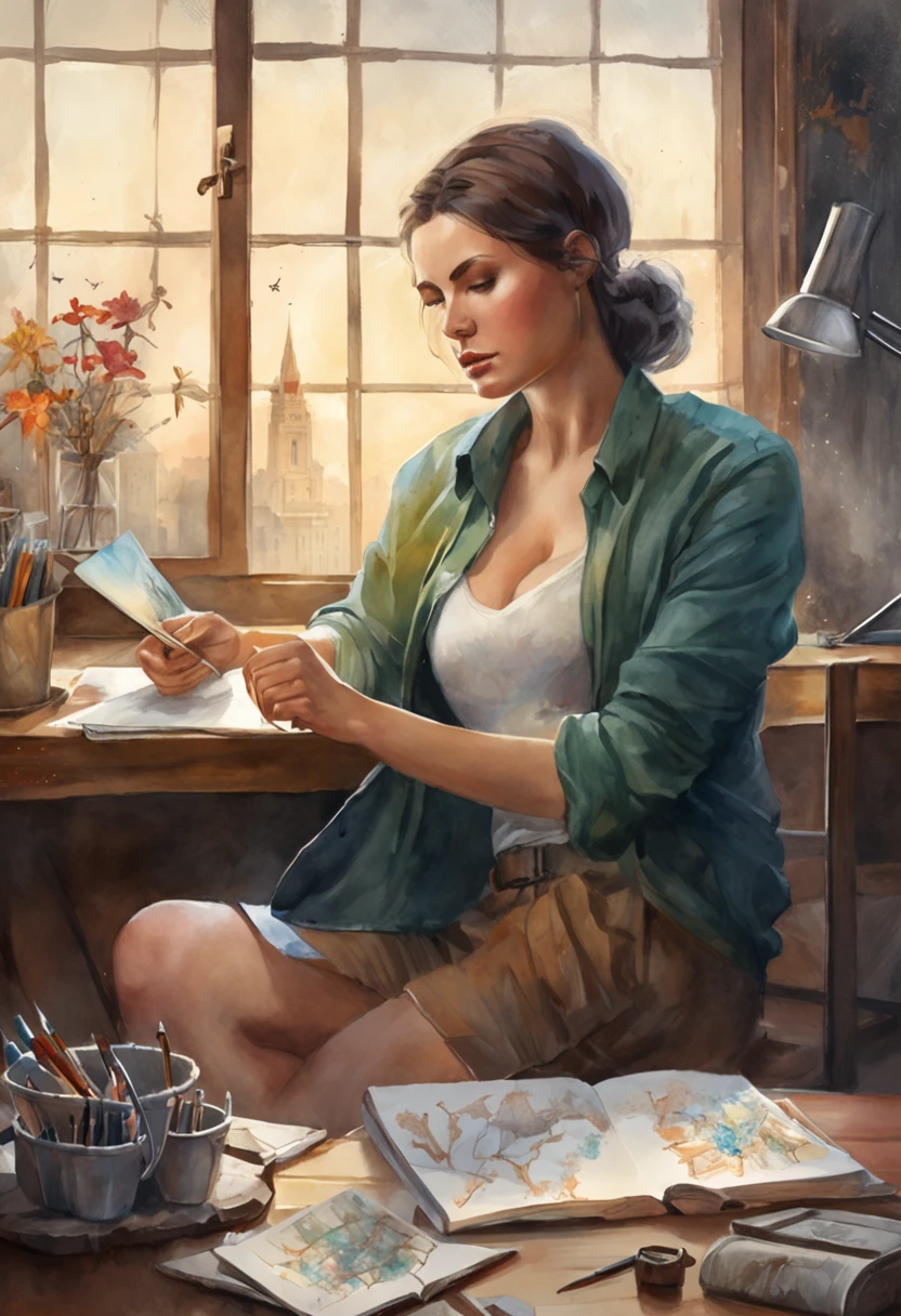 powerful woman sitting in space, portrait shot, by Drew Tucker, by Adam Marczyński, by Alexander Kucharsky, sitting at his desk, by Gavin Nolan, surrealism 8k, by Jason Felix, yuri shwedoff and tom bagshaw, illustrative art, erik johansson style