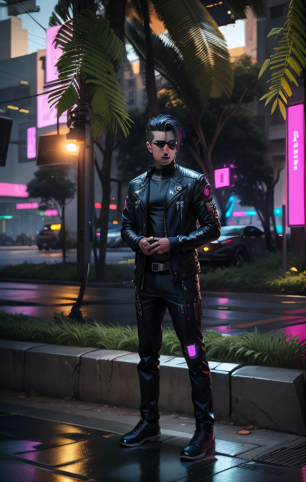 Change background cyberpunk handsome boy,realstics fave,4k,ultra realistic