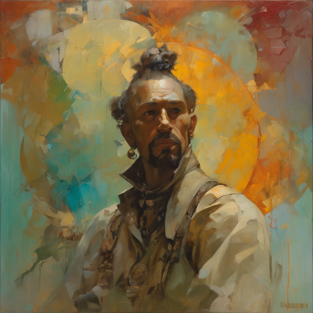 Painting of a man , Craig Mullins Alphonse Mucha, Artgerm Julie Bell Beeple, Tom Bagshaw Donato Giancola, Peter Mohrbacher Donato Giancola, Artgerm Craig Mullins, Mucha Klimt et Tom Bagshaw, Alphonse Mucha et Craig Mullins, Peter Mohrbacher''
