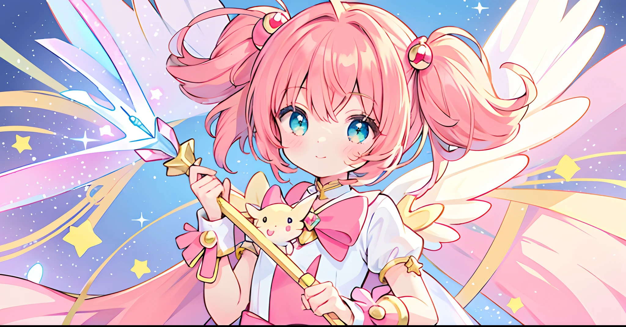 k hd,Anime girl with wand and star wand in her hand, portrait of magical girl, sparkling magical girl, magical girl, cardcaptor sakura, pin on anime, clean and meticulous anime art, magical girl anime mahou shojo, beautiful anime art style, cute anime girl portraits, carrying a magical staff, zerochan art, lovely art style, astral fairy, Soft anime illustration