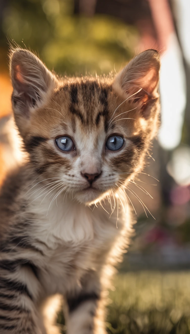 Cute expressive look kitten, in the Miami beach, Sunny day Shot on Hasselblad H4D 200MS Digital Camera