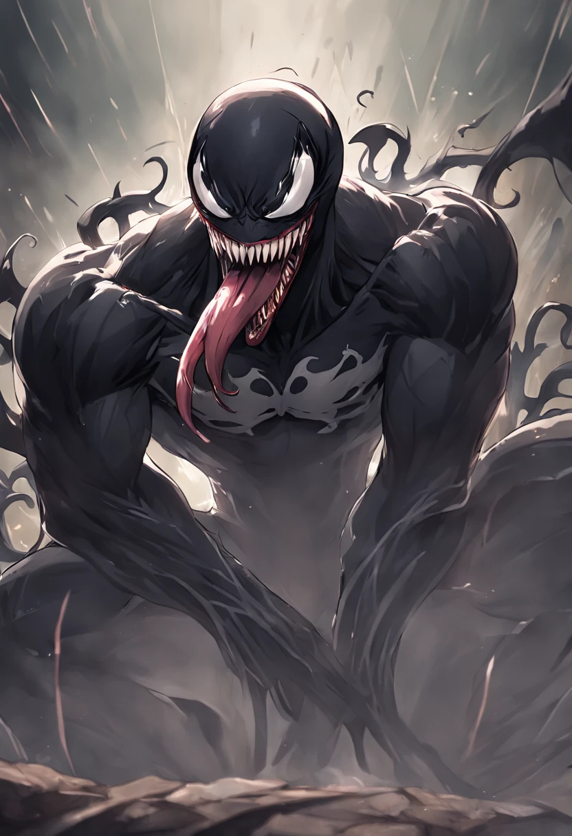 Q version of cute and cute venom,Marvel Venom,Full body like,Squat,Close-up,of a real,Facial features are carefully depicted,Realistic skin texture,Dark style,depth of fields,high light,Real light,Ray traching,oc rendered,Hyper-realistic,best qualtiy,8K,Works of masters,super-fine,Detailed pubic hair,Correct anatomy,sharp focus on eyes,Bokeh,Facial features are carefully depicted