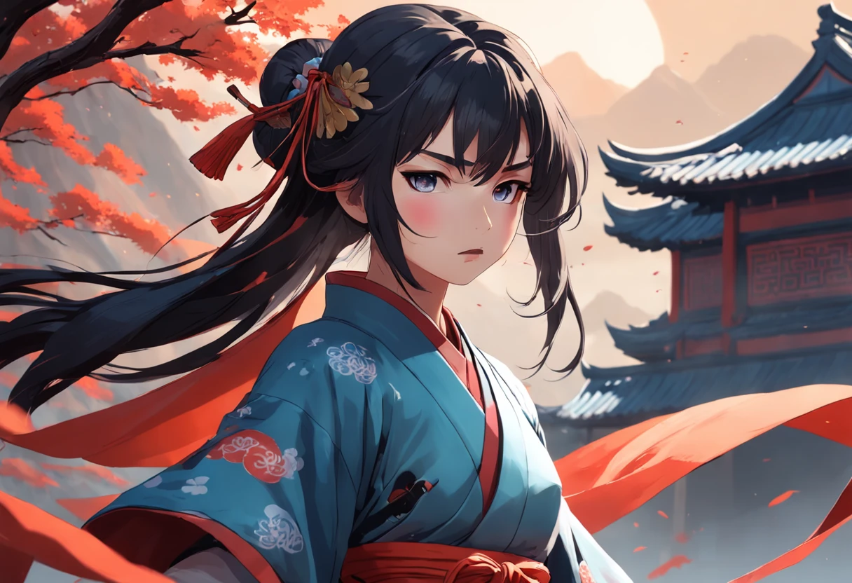 Chinese Taoist female samurai,8k wallpaper,Hanfu,超高分辨率,xiuxian,