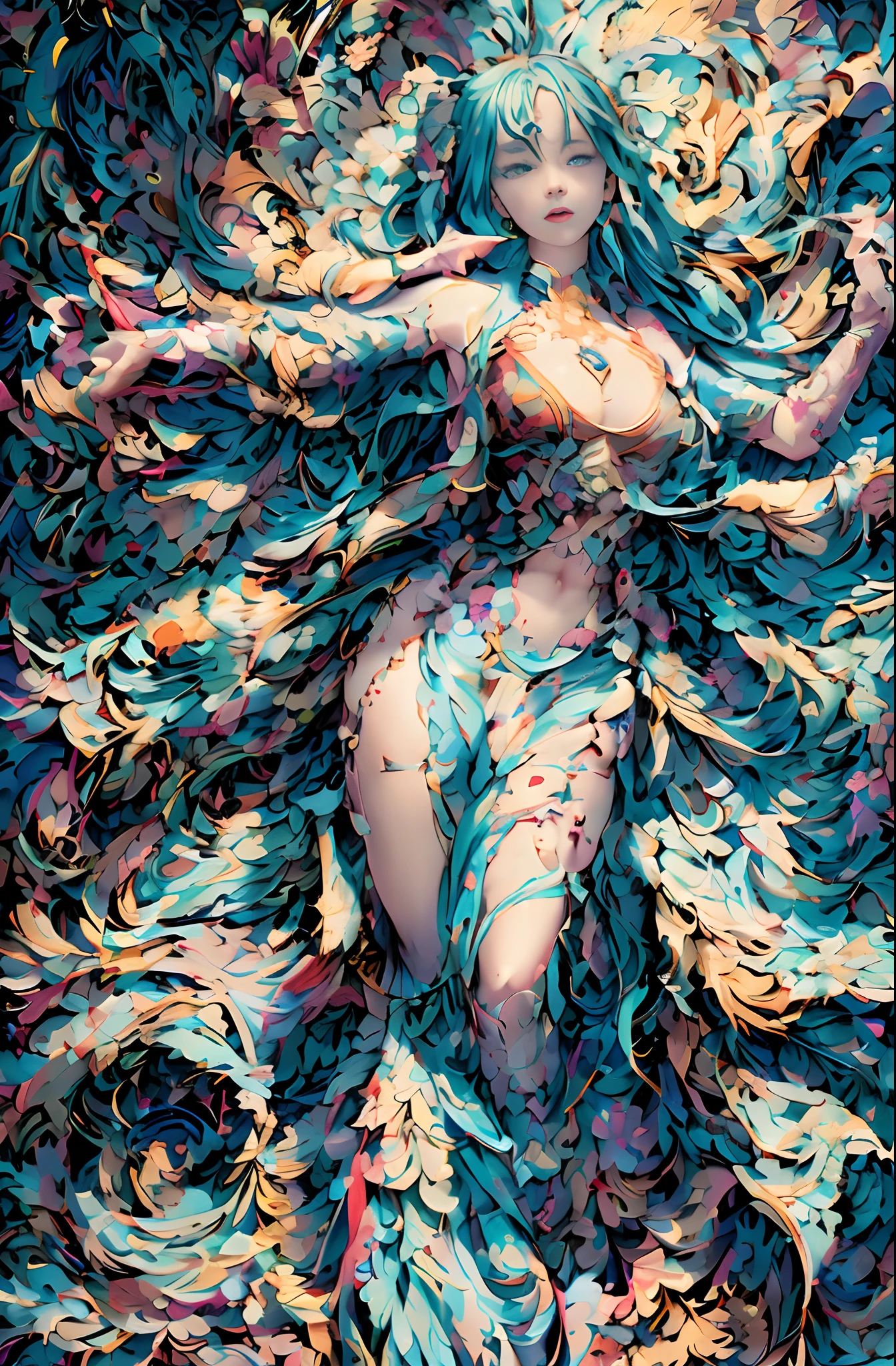 （Front focus），（in the darkness nigth：1.6），Surrealist portraits of women by David Hockney and Alphonse Mucha，Fantasyart，photographrealistic，动态照明，art  stations，poster for，Volumetriclighting，delicated face，4 k''，Award-Awarded， , 1girll, In the dark, deepshadow, low tune, Cowboy shot,(official clothes:1.4),long whitr hair,whaite hair,Large bust，Spread your legs apart，The clothes are open，Sexy pose。