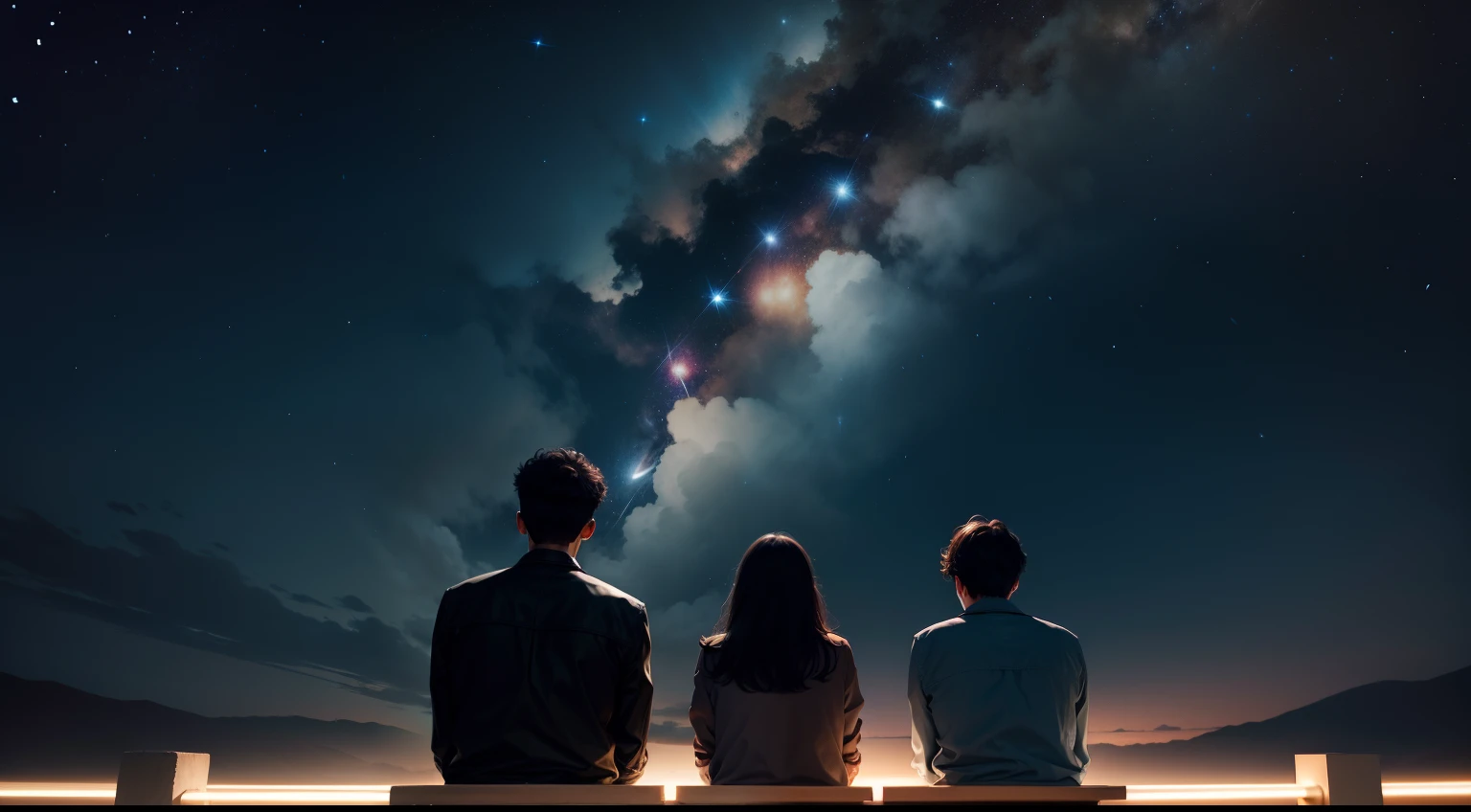 individuals contemplating the night sky