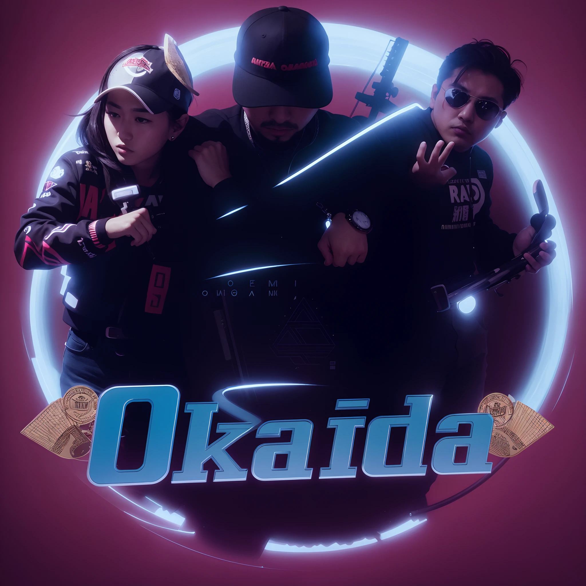um close up de uma pessoa segurando um taco de beisebol perto de um sinal, Directed by: Okada Hanko, inspirado em Okada Hanko, inspirado em Okada Beisanjin, Album art, Arte Oficial, Directed by: Okada Beisanjin, rap album cover, album cape, KDA, Megumu Okada, music album cover, Okata Kazuto.....