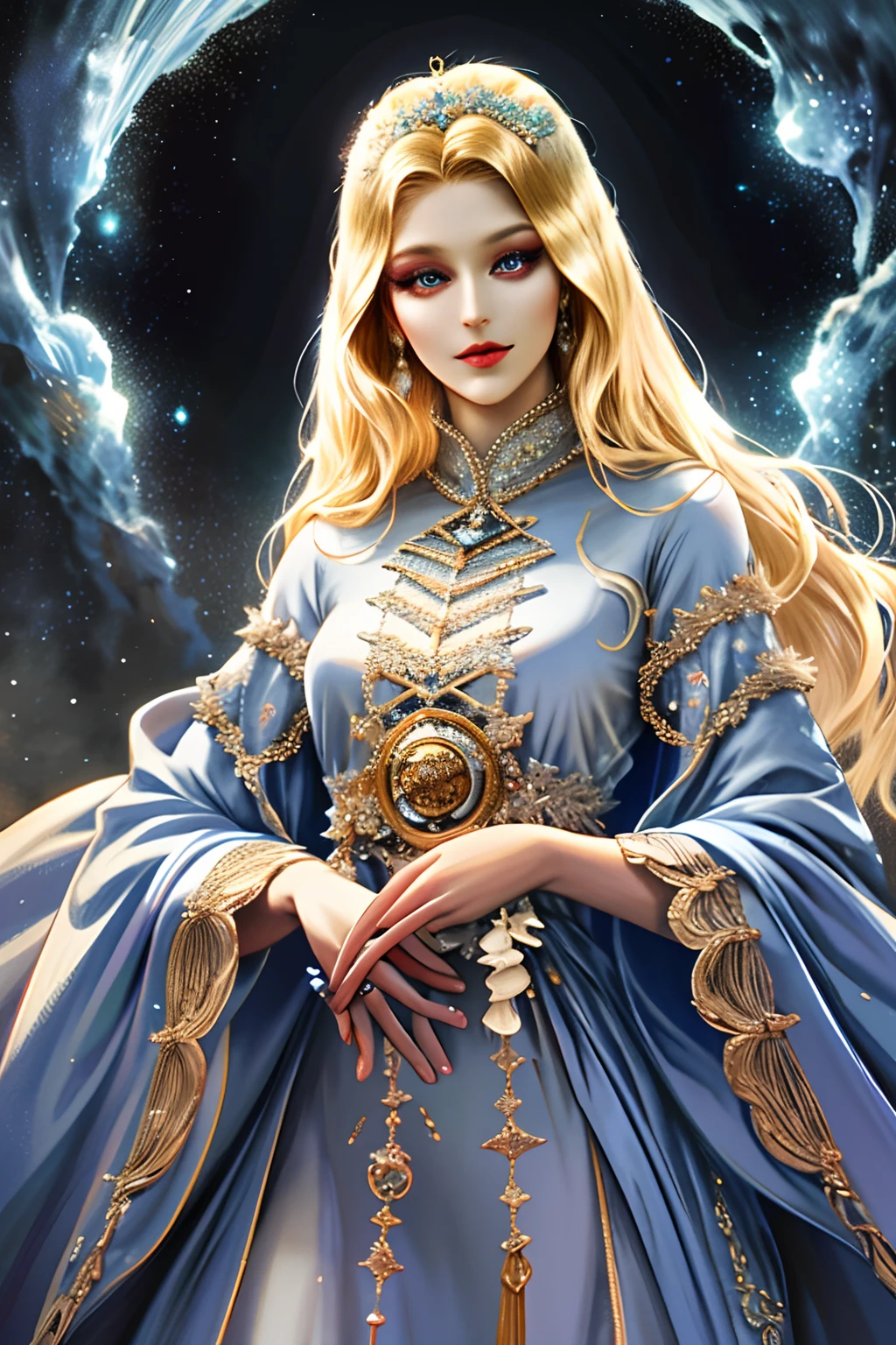 Very Beautiful princesse glowing eyes face super detailed hyper realistic full caftan outfit cover whole body very Beautiful dress outfit Master piece super detailed