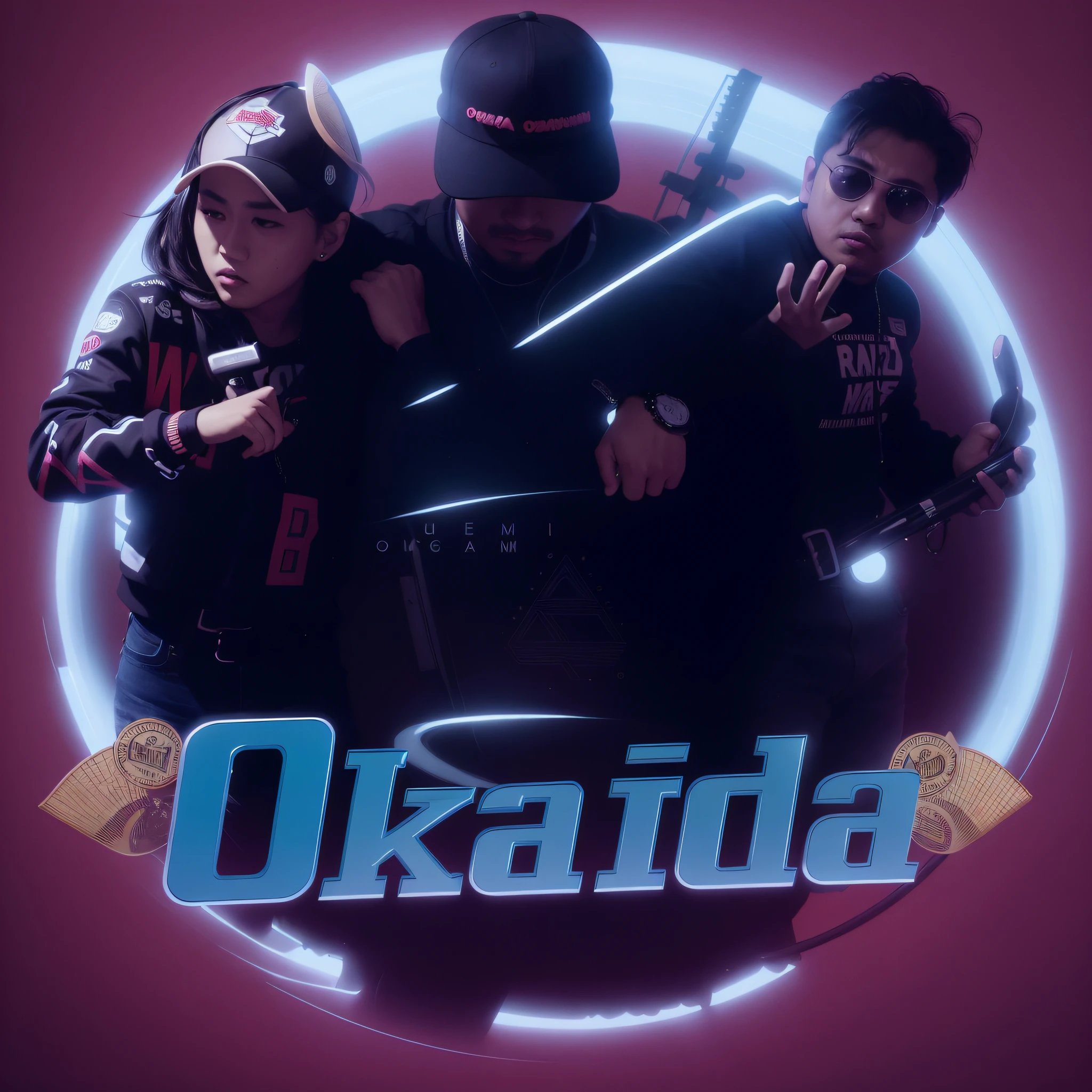 um close up de uma pessoa segurando um taco de beisebol perto de um sinal, Directed by: Okada Hanko, inspirado em Okada Hanko, inspirado em Okada Beisanjin, Album art, Arte Oficial, Directed by: Okada Beisanjin, rap album cover, album cape, KDA, Megumu Okada, music album cover, Okata Kazuto......