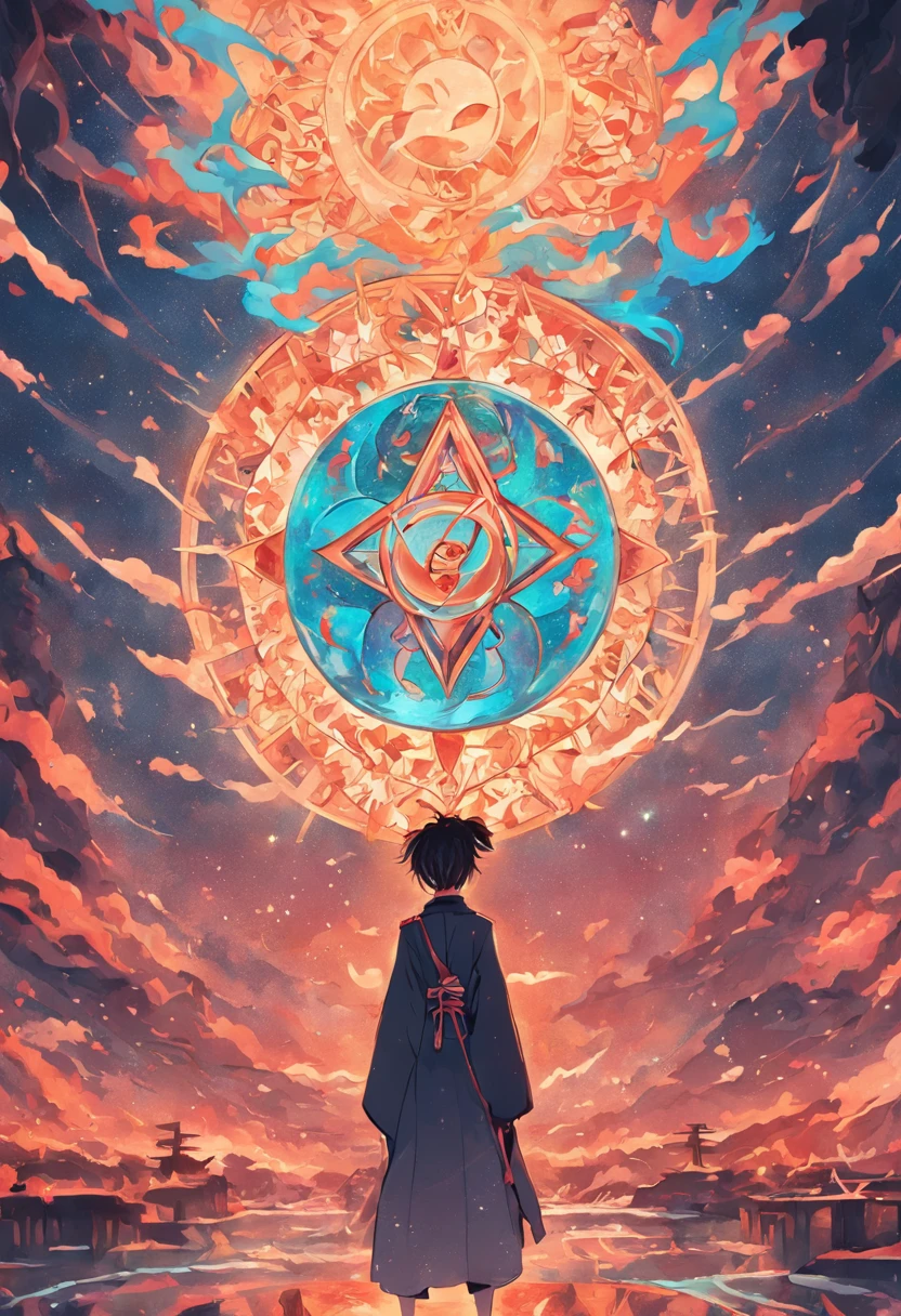 circle combined with triangle, charka, DMT art style, psilocybin, geometric sacred symbols, depicting the philosophy of life, yin and yang, life and death, yin yang eyes in chinese