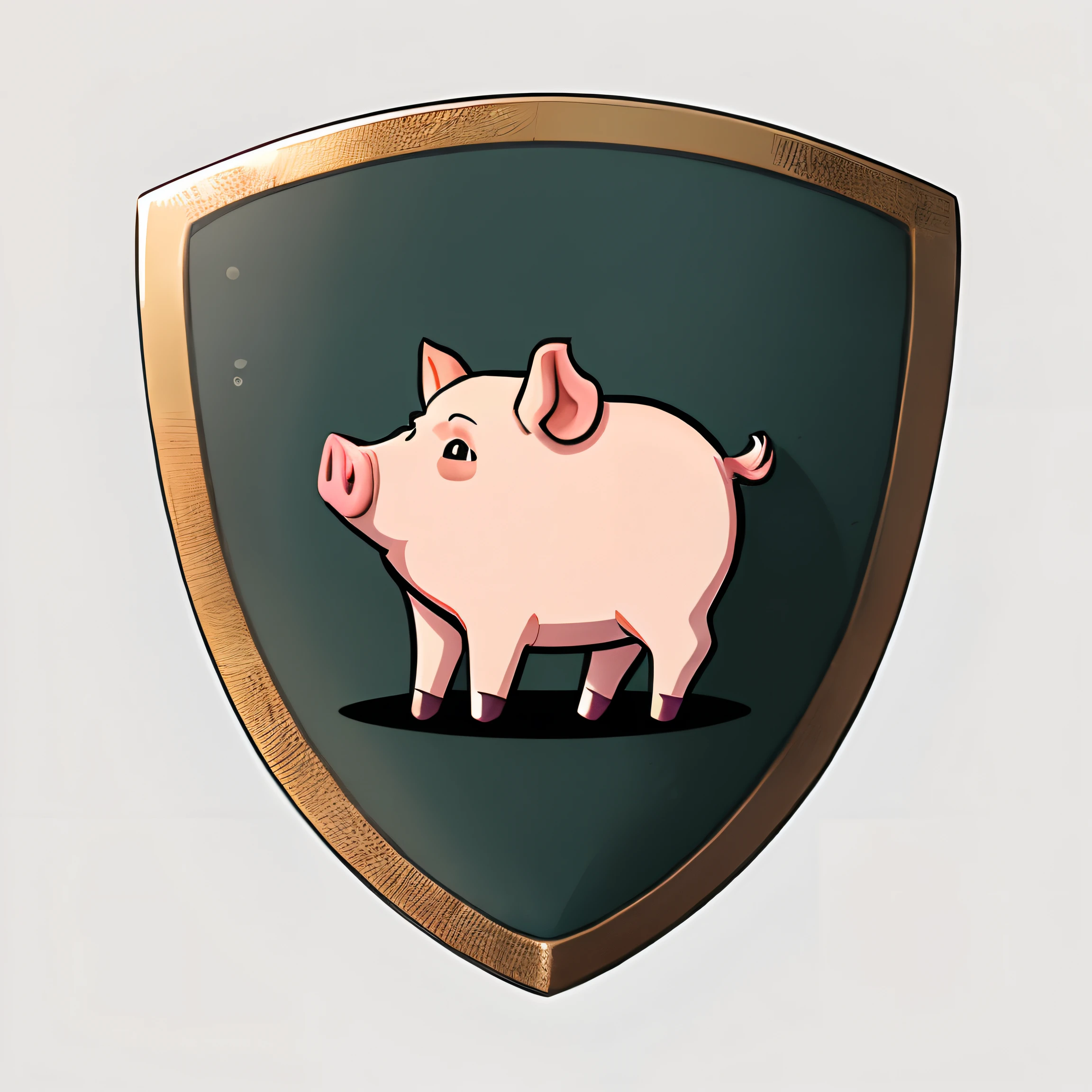 The minimalist logo of a solid medieval shield on a white background a funny pig