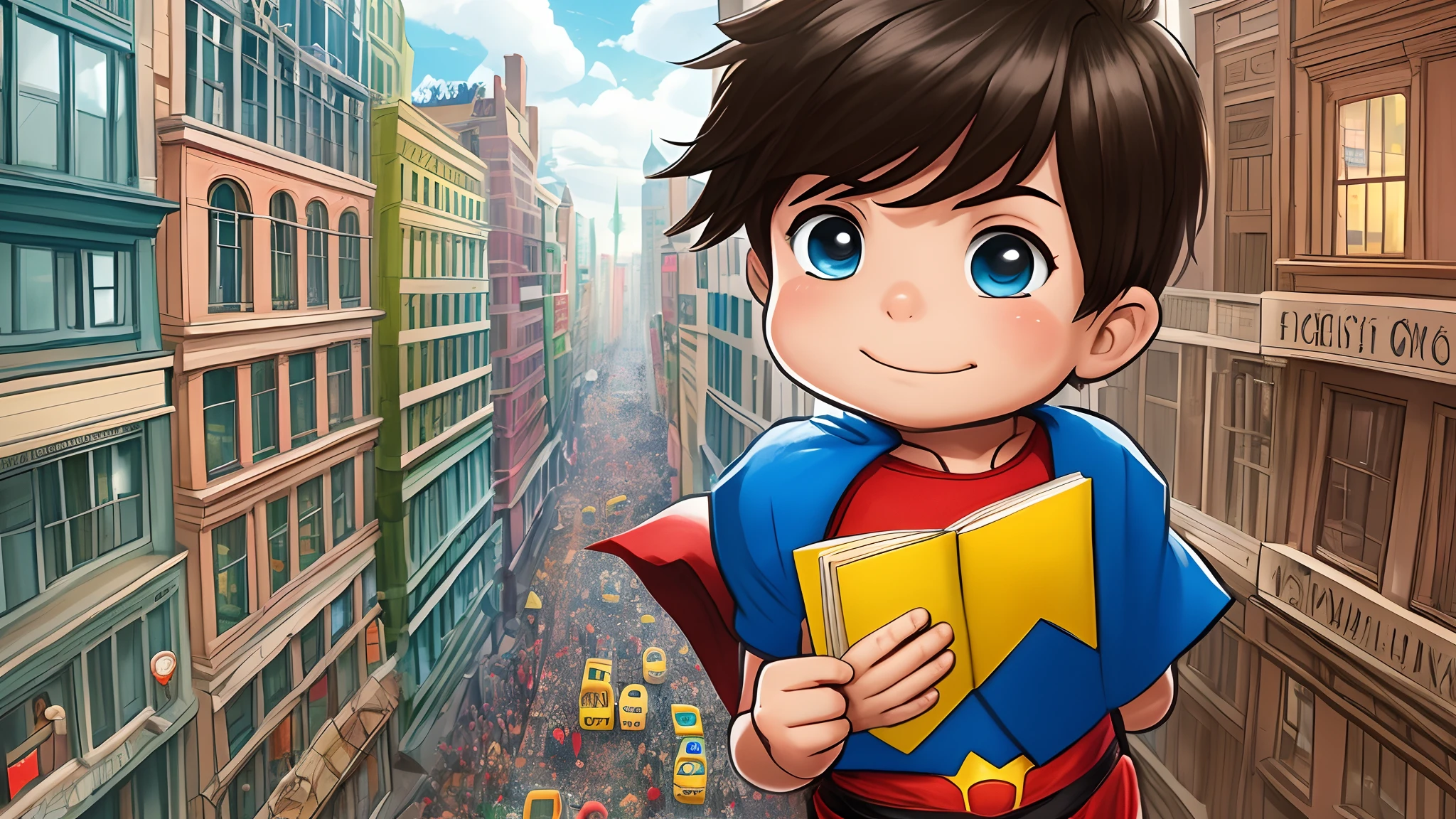 a superhero ??? reunited with his friends, children's book drawing --auto --s2
