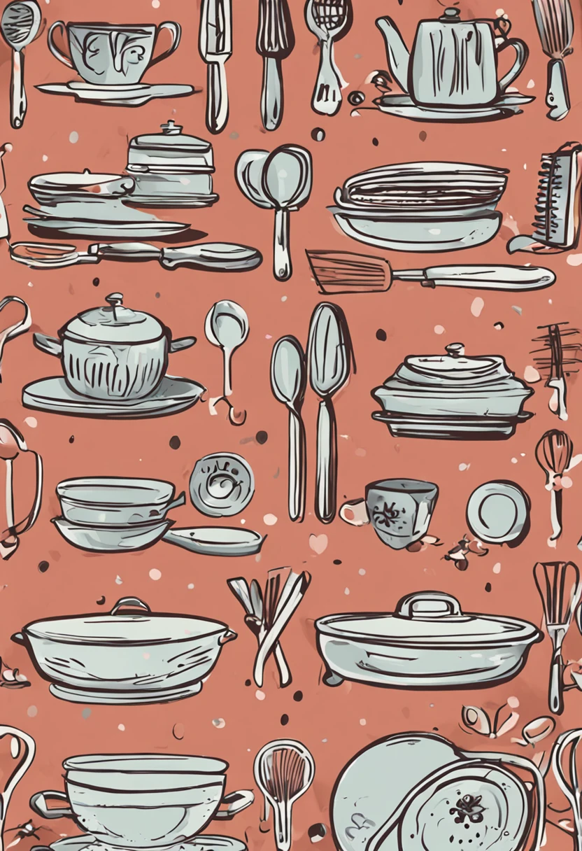 wallpaper with kitchen utensils