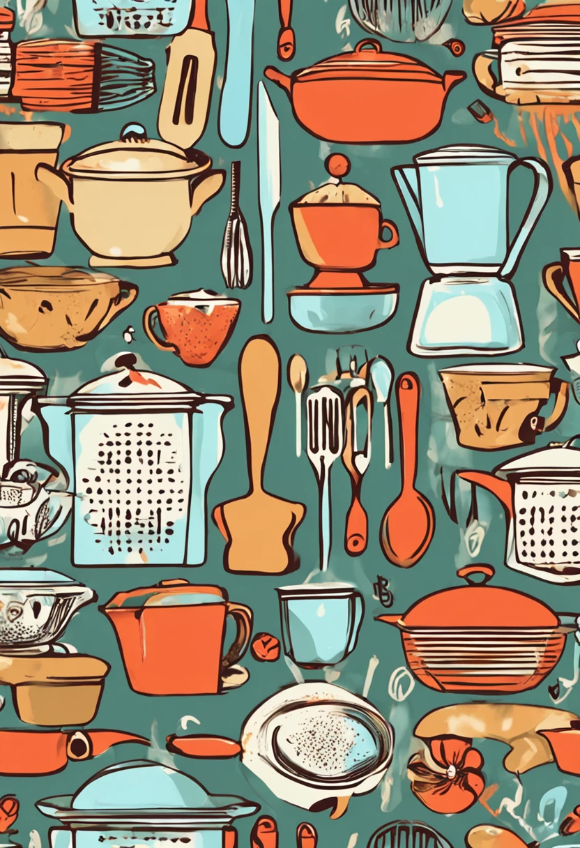 wallpaper with kitchen utensils