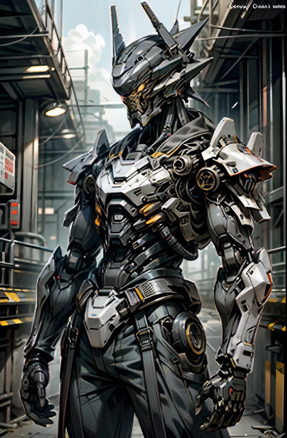 Ultra-high quality，hyperrealistic details，rich details​，Dark_Fantasy，cyber punk perssonage，1man mechanical miracle，Robotic presence，cybernetic guardians，Samurai mechanical armor，Katana at the waist，absolutely stunning art，wearing in black cloak，Art of the highest quality，Highest high resolution，hyper-detailing，black and red，A futuristic，samurai robots，atmospurate，8k，k hd，Unbeatable masterpiece，动态照明，cinematic ligh，epic