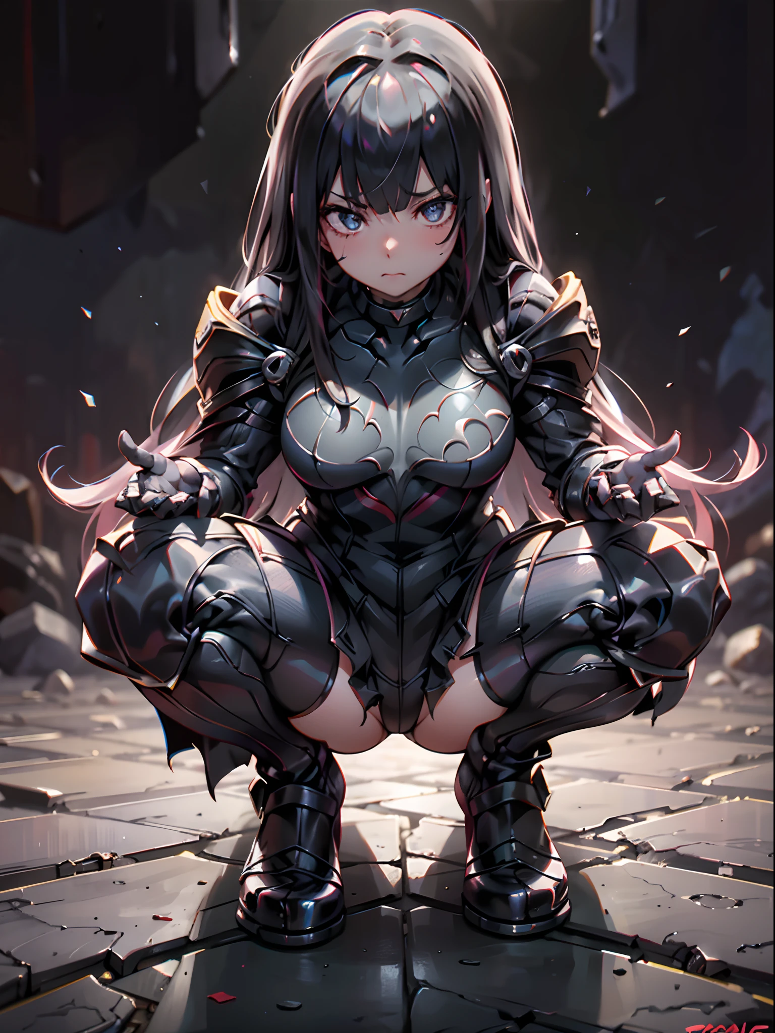 Q version of cute and cute venom,Marvel Venom,Full body like,Squat,Close-up,of a real,Facial features are carefully depicted,Realistic skin texture,Dark style,depth of fields,high light,Real light,Ray traching,oc rendered,Hyper-realistic,best qualtiy,8K,Works of masters,super-fine,Detailed pubic hair,Correct anatomy,sharp focus on eyes,Bokeh,Facial features are carefully depicted
