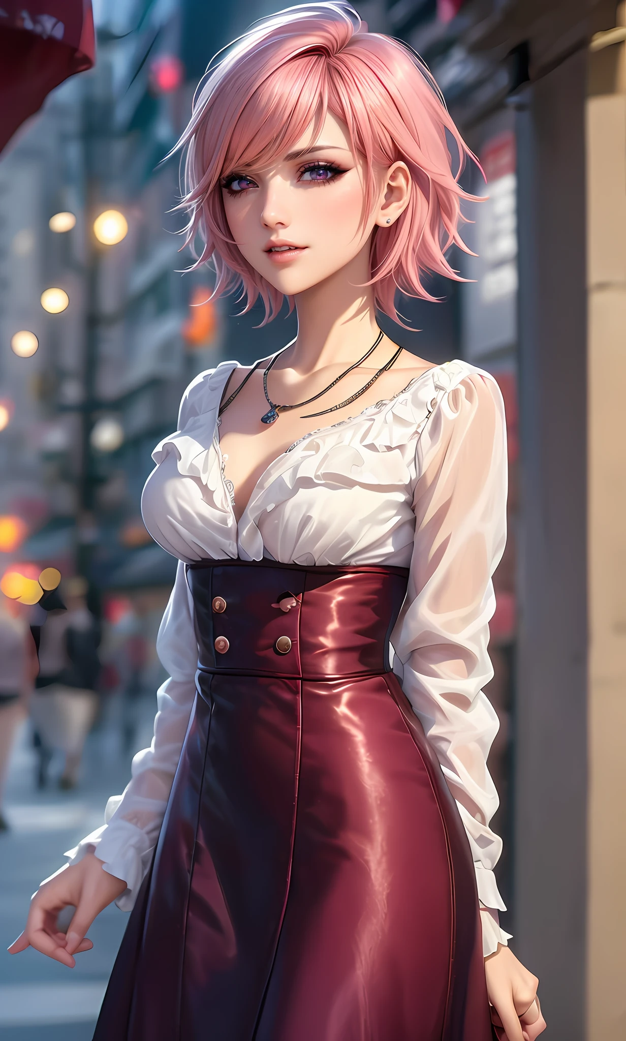 ​masterpiece, top-quality, ((1womanl)), Adults, different color, finely eye and detailed face, intricate detailes, Casual clothing, window, A smile, Happiness, tenderness, high-level image quality、 selfee, Beautuful Women、tall、The upper part of the body、nightfall, nighttime scene、𝓡𝓸𝓶𝓪𝓷𝓽𝓲𝓬、Korea person, Idol Photos, k pop, Professional Photos, Vampires, Korean fashion in black and white, Fedoman with necklace, inspired by Sim Sa-jeong, androgynous vampire, :9 detailed face: 8, extra detailed face, detailed punk hair, ((eyes are brown)) baggy eyes, Seductive. Highly detailed, semi realistic anime, Vampires, hyperrealistic teen, Delicate androgynous princess, imvu, ((short hair woman)), Pink hair woman with wild look, ((Woman with short pink hair)), ((1 persons))
