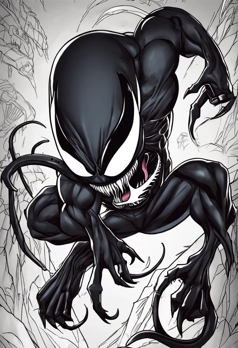 Q version of cute and cute venom,Marvel Venom,Full body like,Squat,Close-up,of a real,Facial features are carefully depicted,Realistic skin texture,Dark style,depth of fields,high light,Real light,Ray traching,oc rendered,Hyper-realistic,best qualtiy,8K,Works of masters,super-fine,Detailed pubic hair,Correct anatomy,sharp focus on eyes,Bokeh,Facial features are carefully depicted
