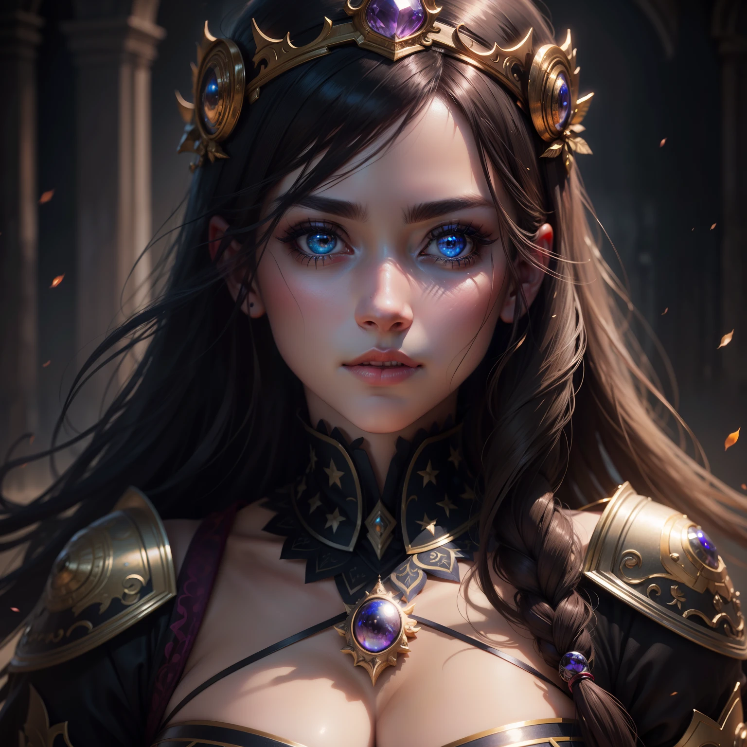 Modelshoot style, (the Extremely Detailed CG Unity 8K Wallpapers), full-shot body photo of the most beautiful artwork in the world, medieval queen, green vale, Dark skin, black woman, Golden crown, Diamonds, Medieval architecture, professional majestic oil painting by Ed Blinkey, Atey Ghailan, Studio Ghibli, By Jeremy Mann, Greg Manchess, Antonio Moro, Trending on ArtStation, Trending on CGSociety, Convoluted, high detailing, Sharp Focus, Dramatic, photorealistic painting art by midjourney and greg rutkowski
