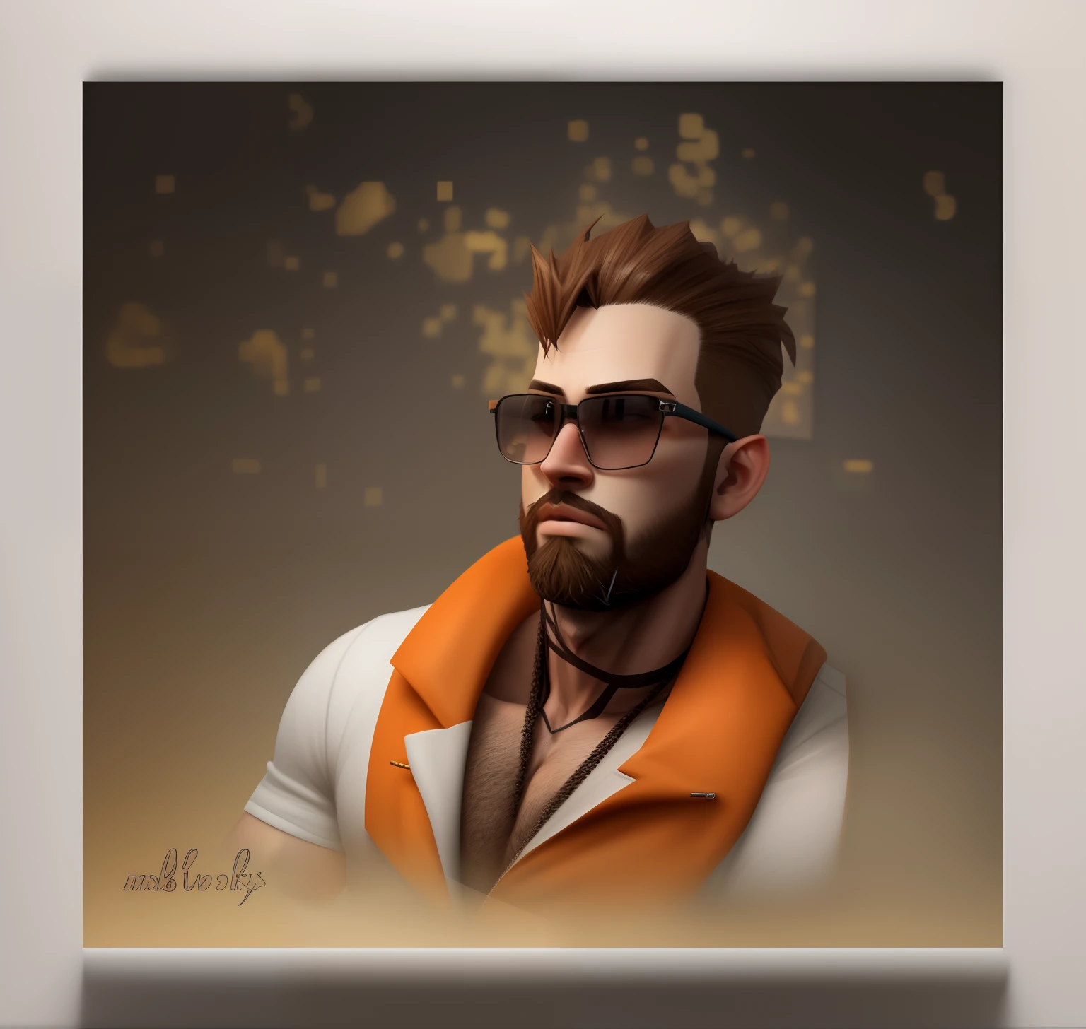 Handsome boy triangle beard style realistic face 3d