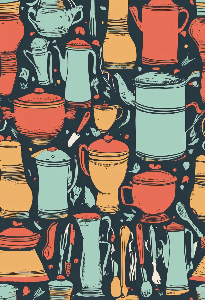 wallpaper with kitchen utensils