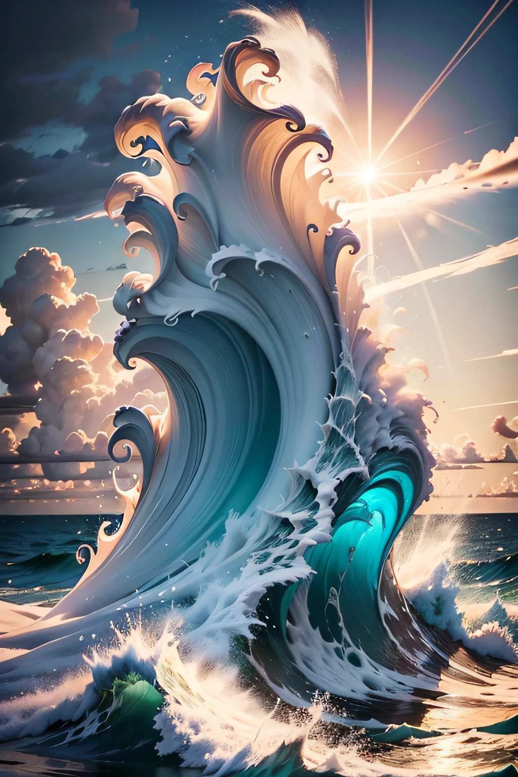 Describe a sea hangover scene in its fullest expression: as ondas colidindo furiosamente na costa, the white foam being thrown into the heavens, the deafening roar of the rough sea and the sense of power and immensity of nature in action. Capture the intensity of the scene with your words and convey the indomitable energy of the raging waters