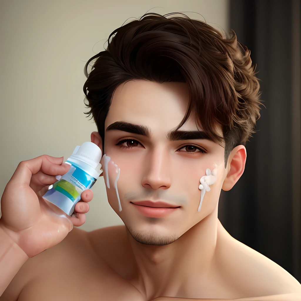 Homem macho e sigma fazendo skin care