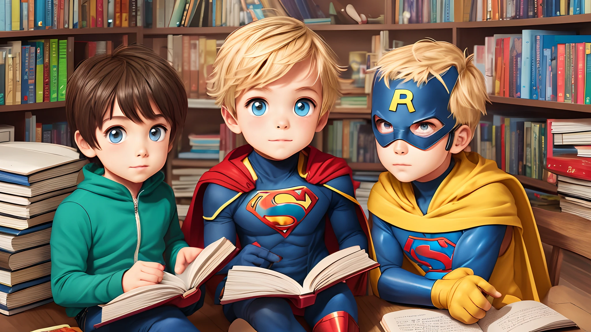 a superhero ??? reunited with his friends for a book with 6 chapters, children's book drawing --auto --s2