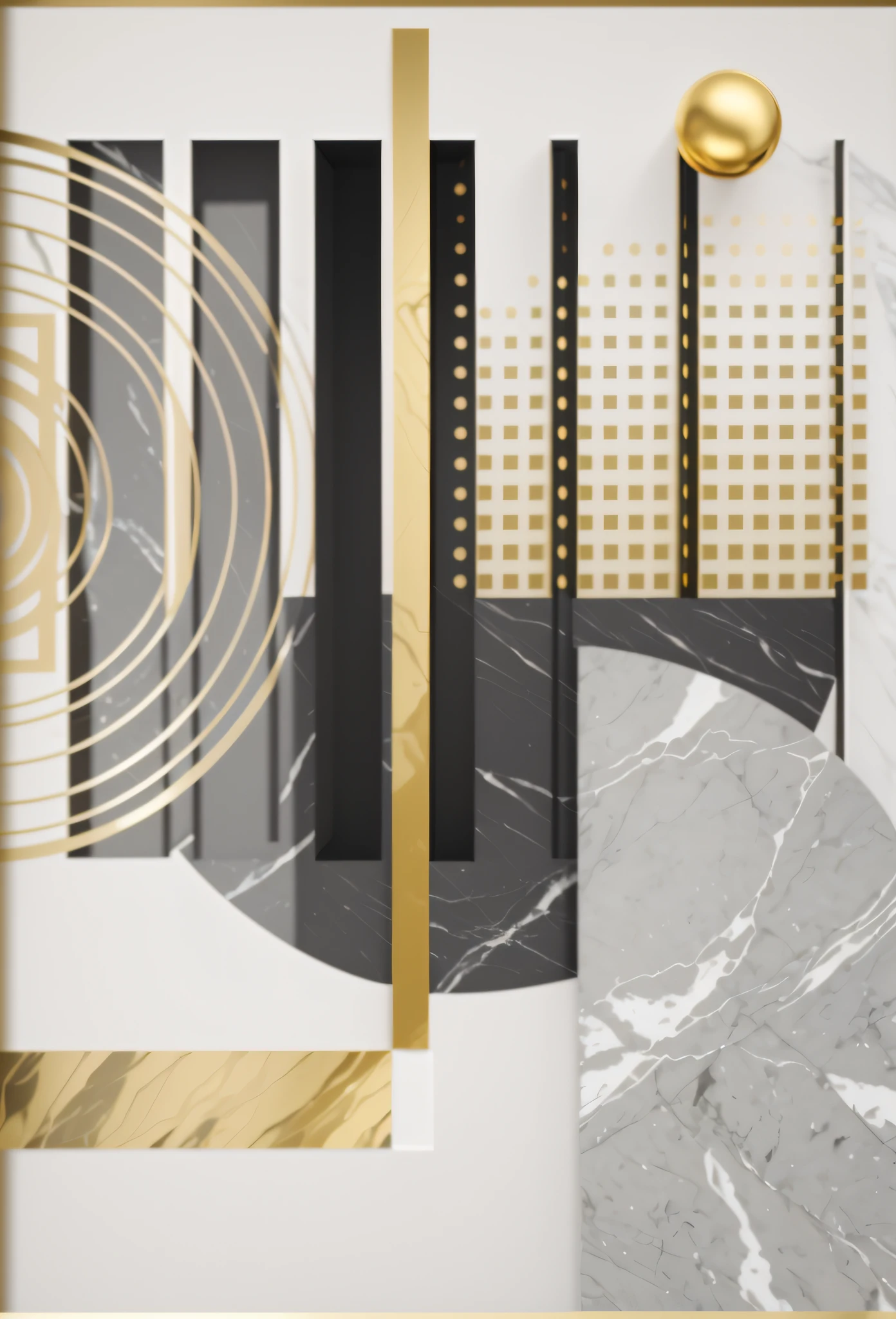 There is an image of a marble wall with golden details, marble and golden hand, marble and gold, baroque marble and gold in space, made of liquid metal and marble, pedra e vidro e ouro, ouro e materiais de luxo, Formas de ouro e prata, graphic detail, black marble and gold, ( Art Deco ), Material for marbles, geometric 3d render, geometric 3 d render