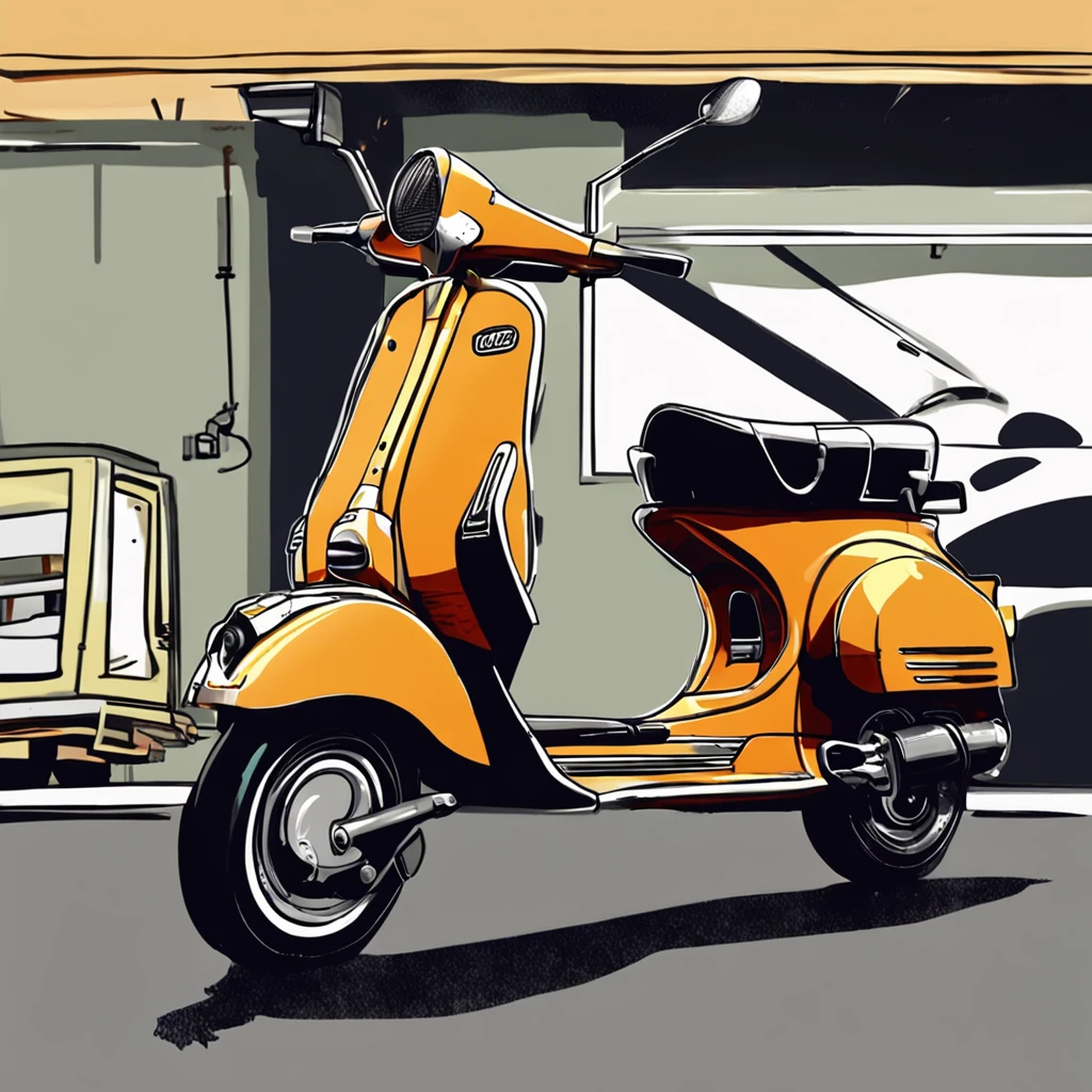 Uma imagem de um trator misturado com uma vespa, uma lambreta