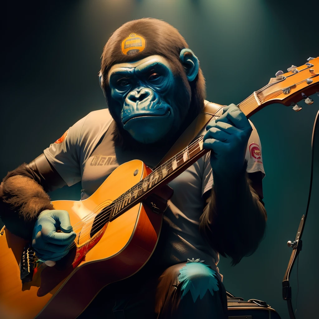 Gorila tocando guitarra