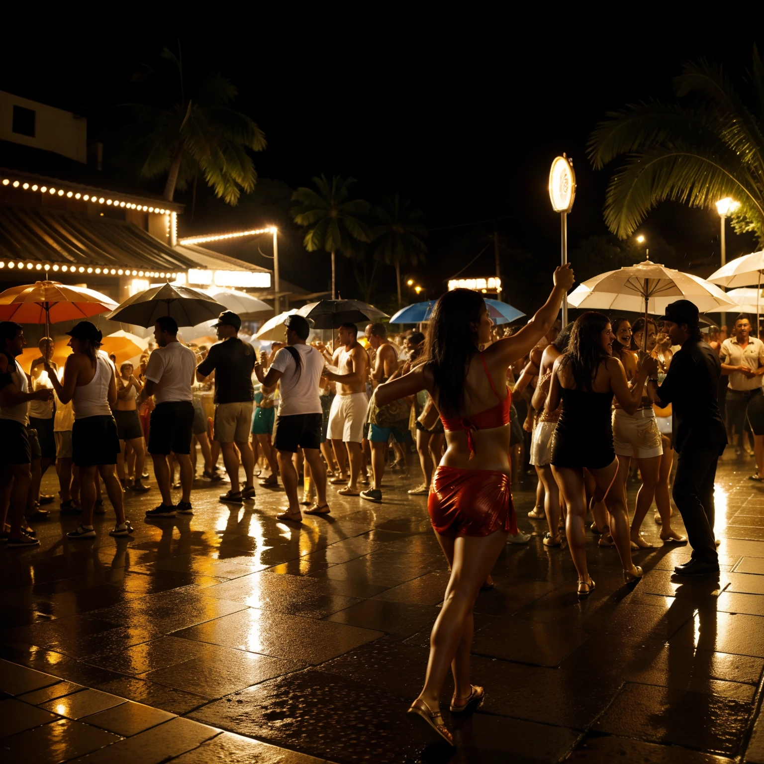 Too hot
Cold beer
The samba eating loose
Quaase at the end of the samba begins to rain the people all drunk dancing and singing rain