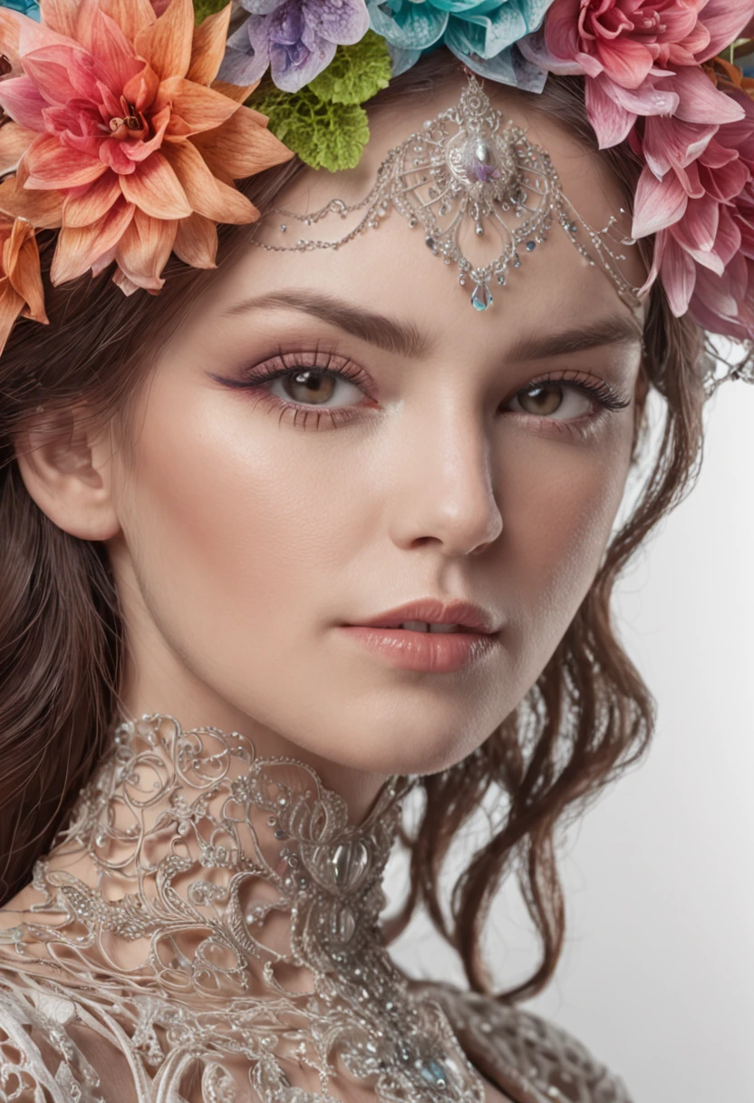 (masterpiece, top quality, best quality, official art, beautiful and aesthetic:1.2), (1girl:1.3), extremely detailed,(fractal art:1.1),(colorful:1.1)(flowers:1.3),highest detailed,(zentangle:1.2), full body, (abstract background:1.3), (shiny skin), (many colors:1.4), ,(earrings), (feathers:1.5),