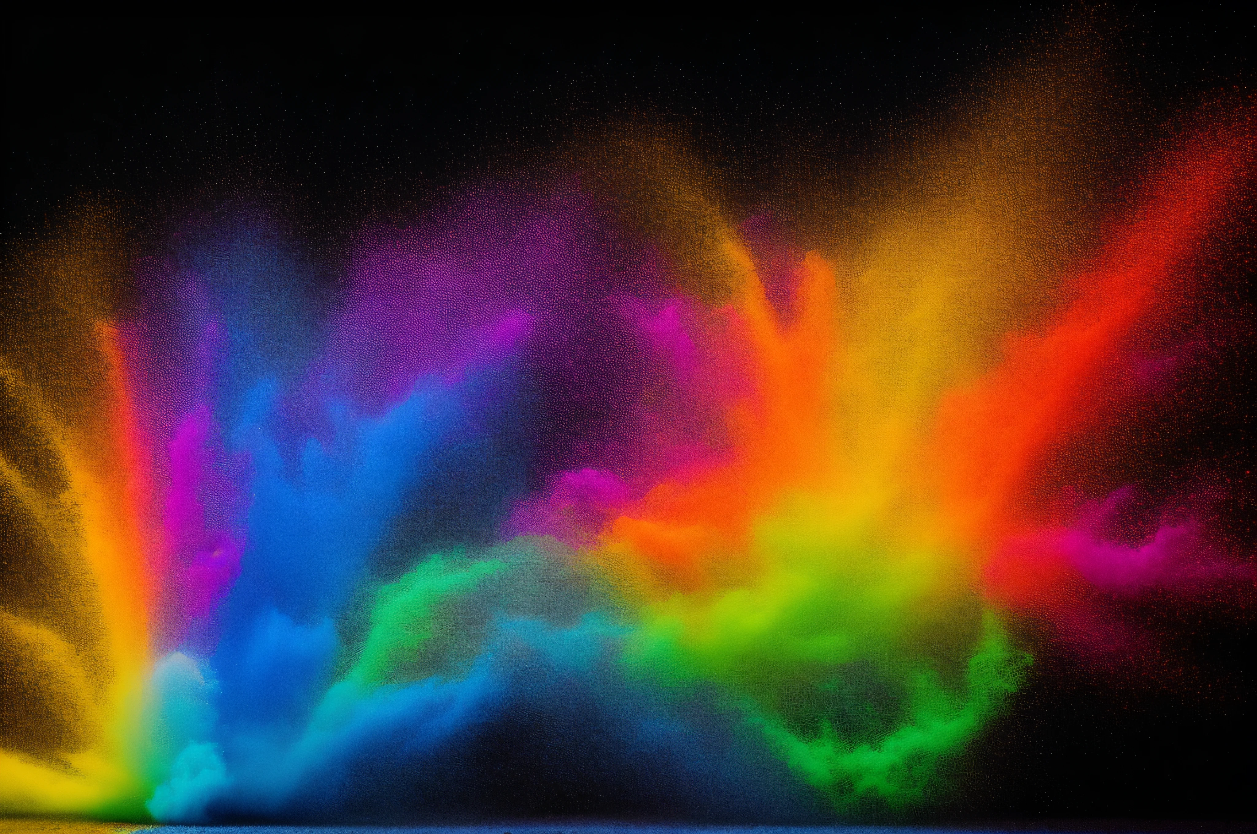 Explosion of colored powder on black background