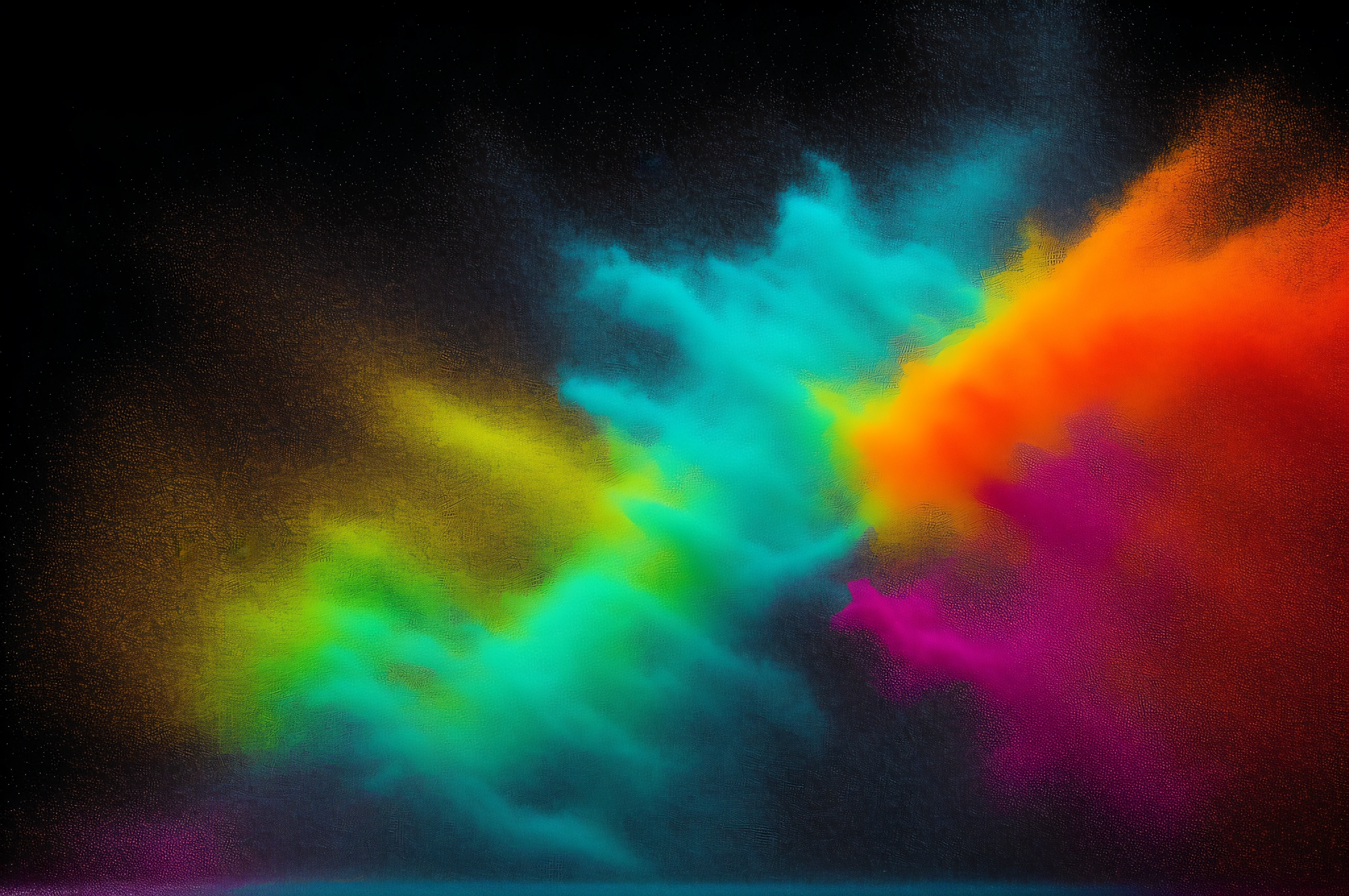 Explosion of colored powder on black background