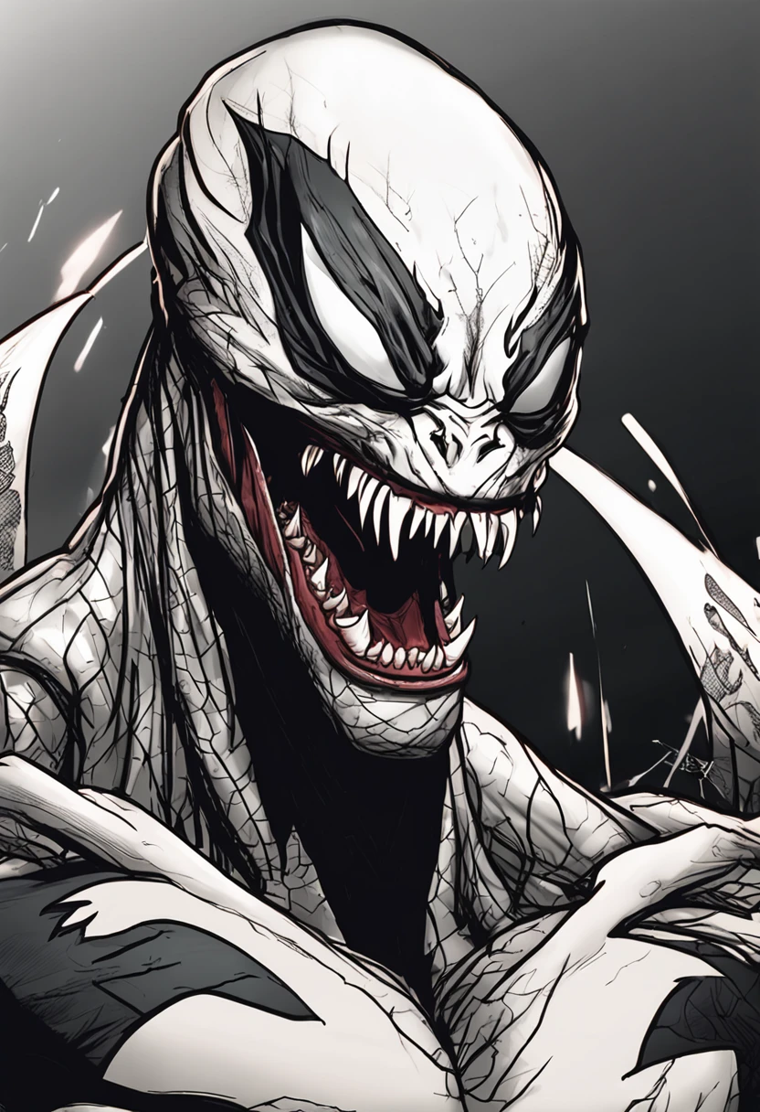 Roaring venom,Marvel Venom,head portrait,Close-up,of a real,Facial features are carefully depicted,Realistic skin texture,Dark style,depth of fields,high light,Real light,Ray traching,oc rendered,Hyper-realistic,best qualtiy,8K,Works of masters,super-fine,Detailed pubic hair,Correct anatomy,sharp focus on eyes,Bokeh,Facial features are carefully depicted