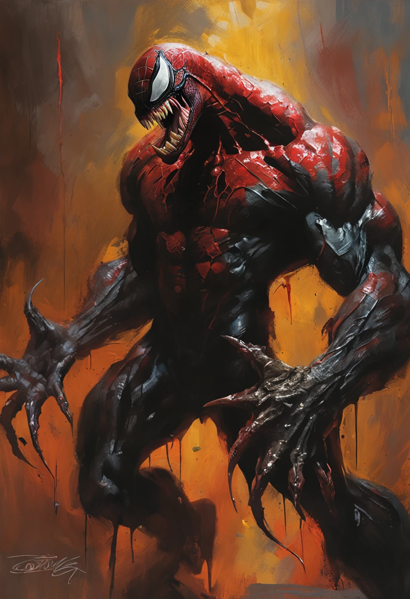 Roaring venom，Marvel Venom，Full body like，combats，Close-up，of a real，Facial features are carefully depicted，Realistic skin texture，Dark style，depth of fields，high light，Real light，Ray traching，oc rendered，Hyper-realistic，best qualtiy，8K，Works of masters，super-fine，Detailed pubic hair，Correct anatomy，sharp focus on eyes，Bokeh，Facial features are carefully depicted