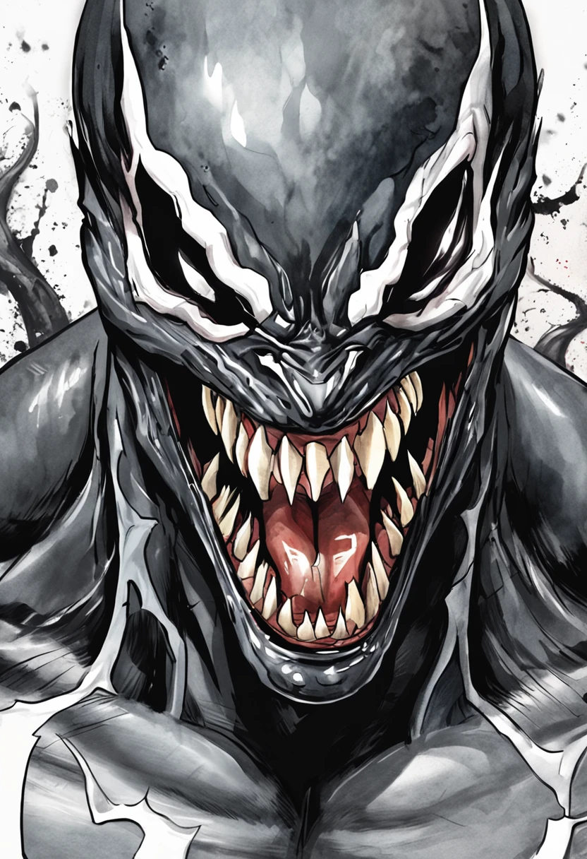 Roaring venom,Marvel Venom,Full body like,combats,Close-up,of a real,Facial features are carefully depicted,Realistic skin texture,Dark style,depth of fields,high light,Real light,Ray traching,oc rendered,Hyper-realistic,best qualtiy,8K,Works of masters,super-fine,Detailed pubic hair,Correct anatomy,sharp focus on eyes,Bokeh,Facial features are carefully depicted