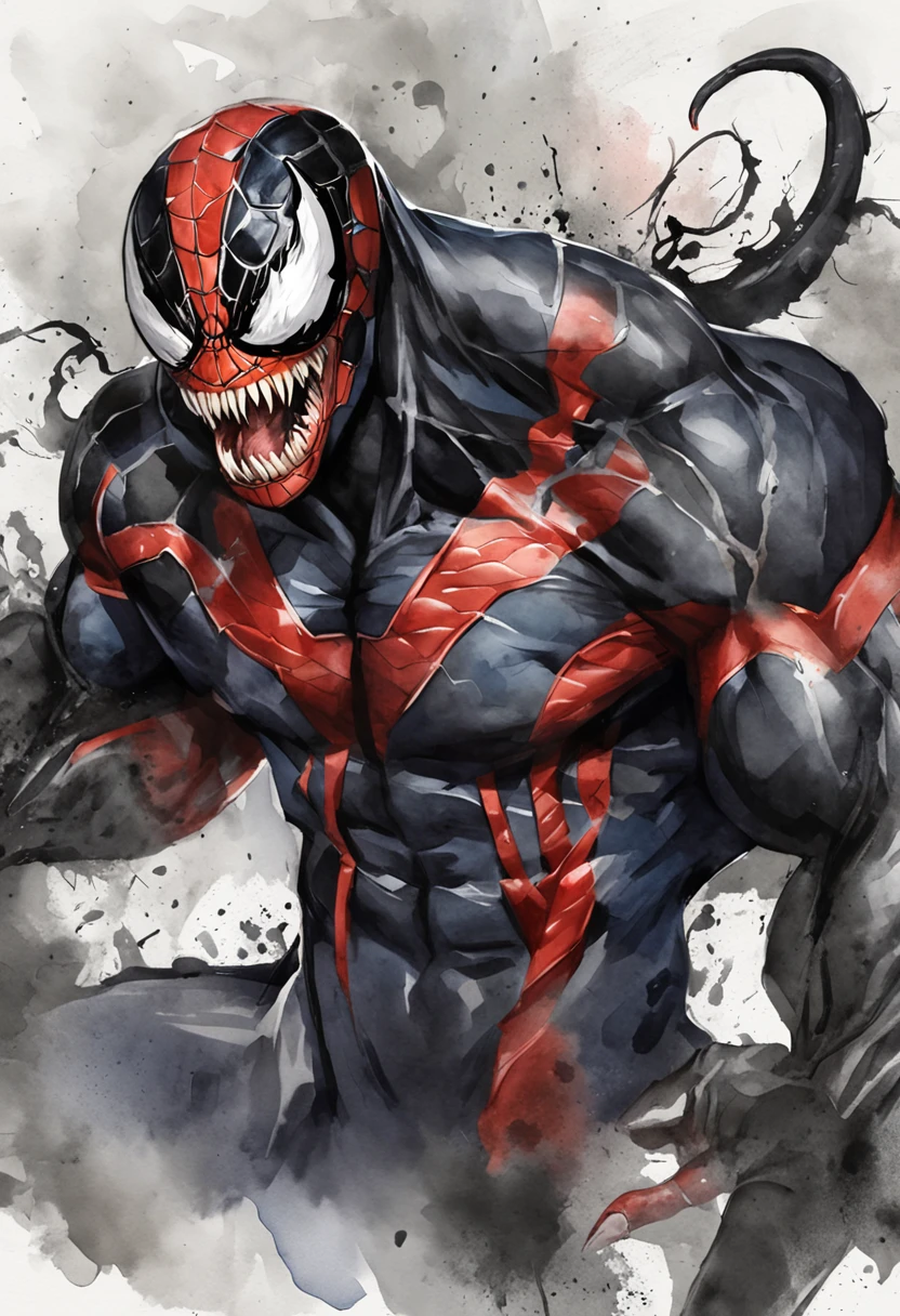 Roaring venom,Marvel Venom,Full body like,combats,Close-up,of a real,Facial features are carefully depicted,Realistic skin texture,Dark style,depth of fields,high light,Real light,Ray traching,oc rendered,Hyper-realistic,best qualtiy,8K,Works of masters,super-fine,Detailed pubic hair,Correct anatomy,sharp focus on eyes,Bokeh,Facial features are carefully depicted