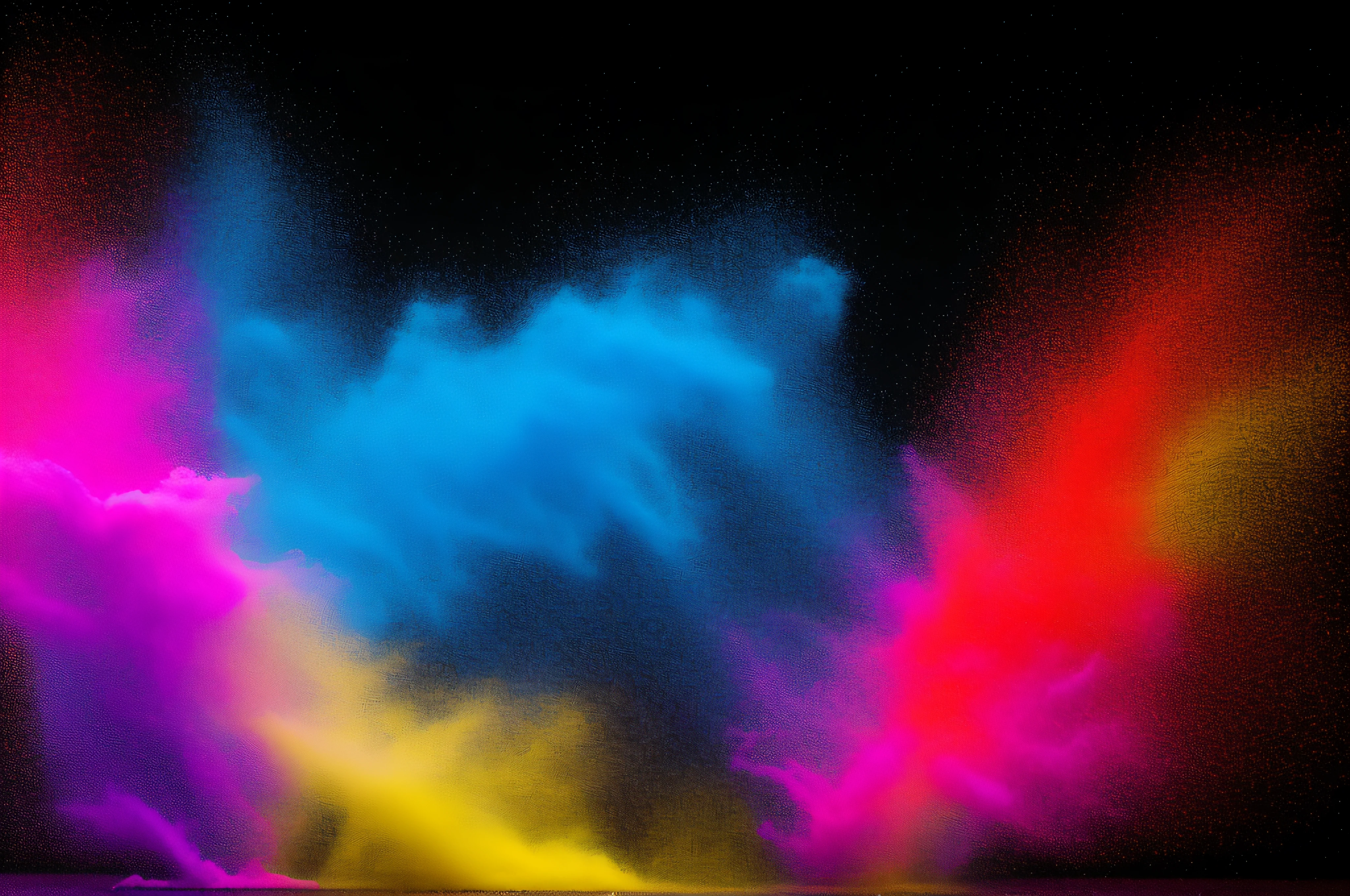 Explosion of colored powder on black background