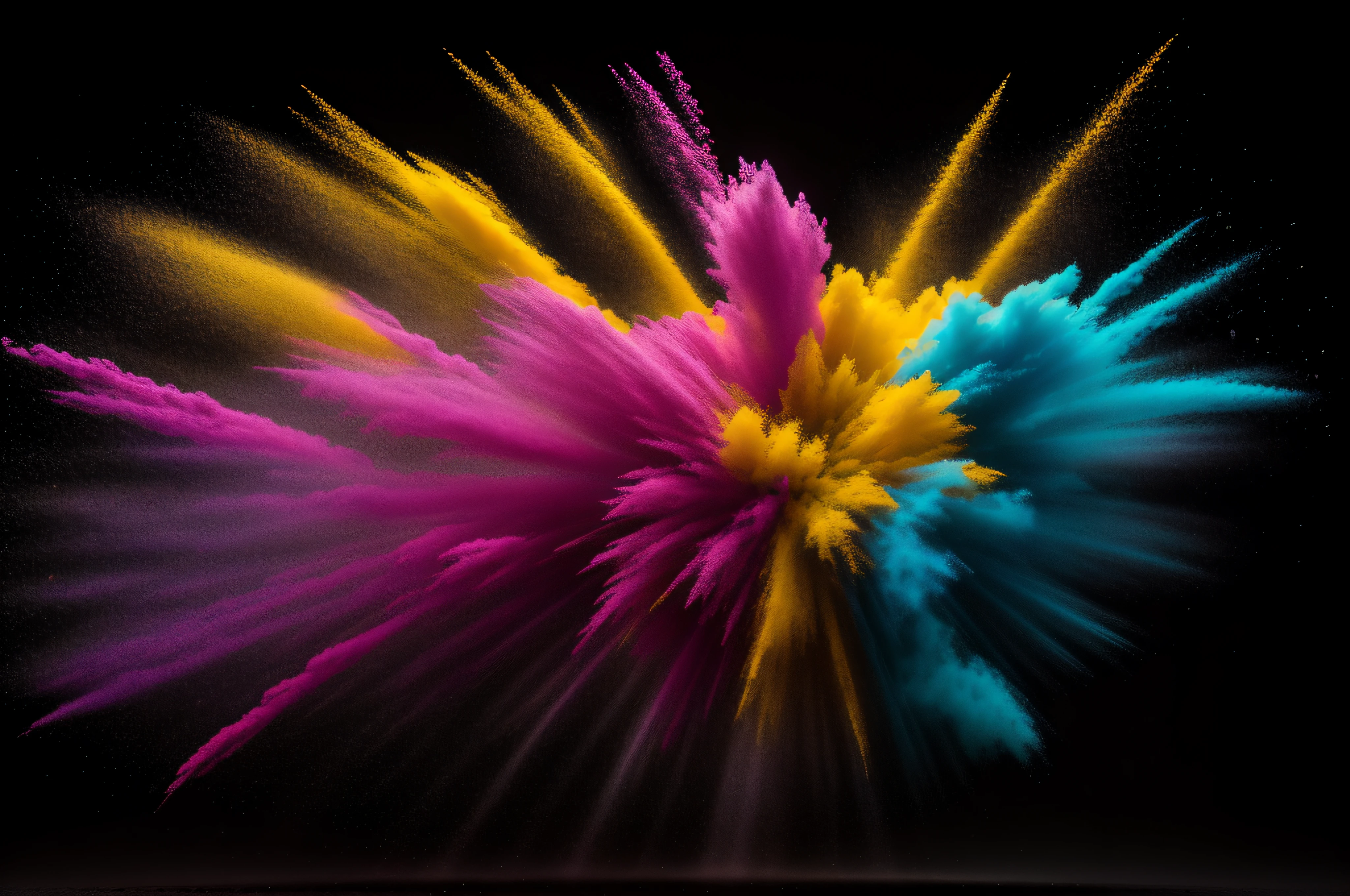 Explosion of colored powder on black background